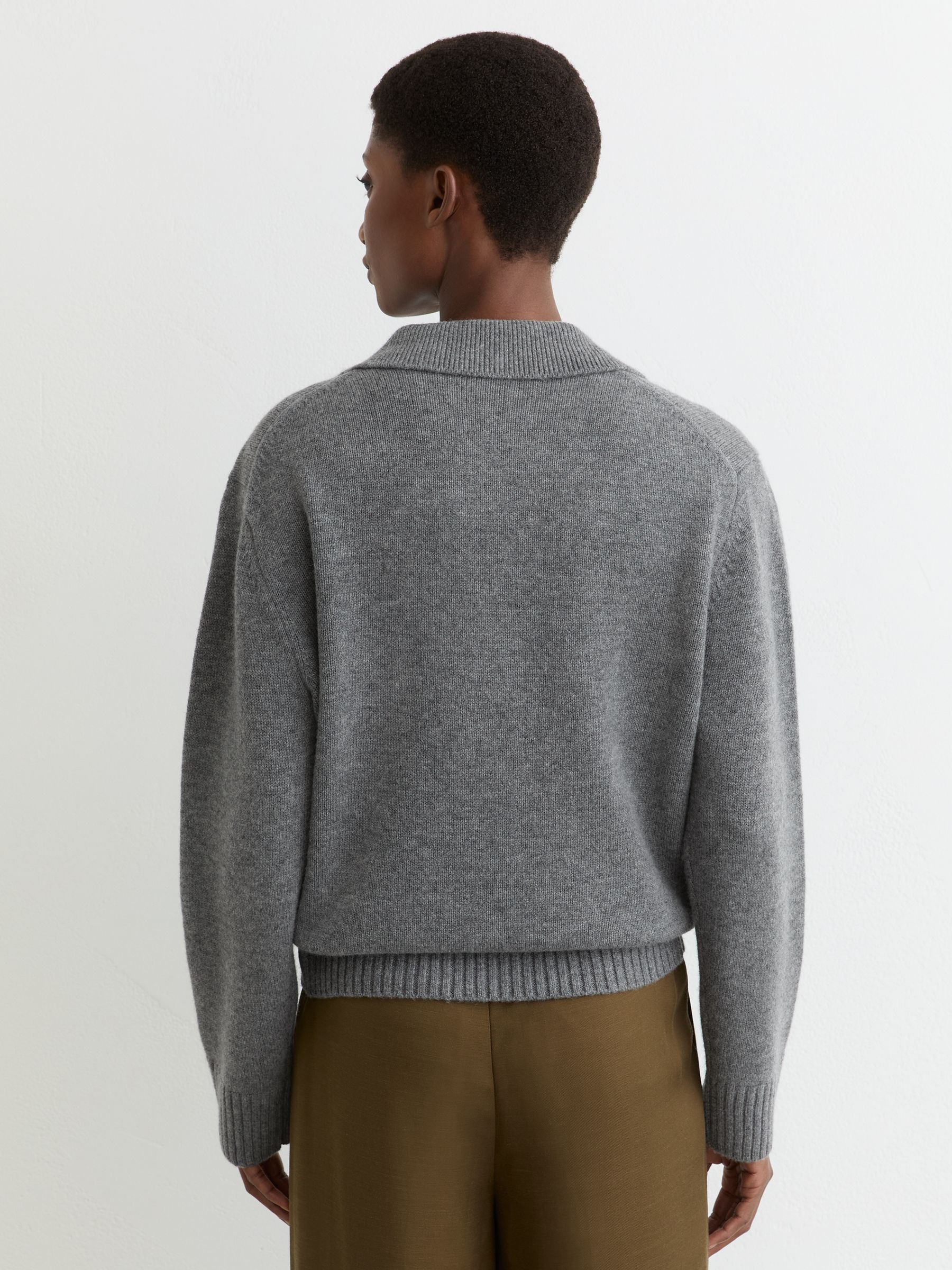Wool-Cashmere Collared Knit Jumper in Grey Marl - image 4