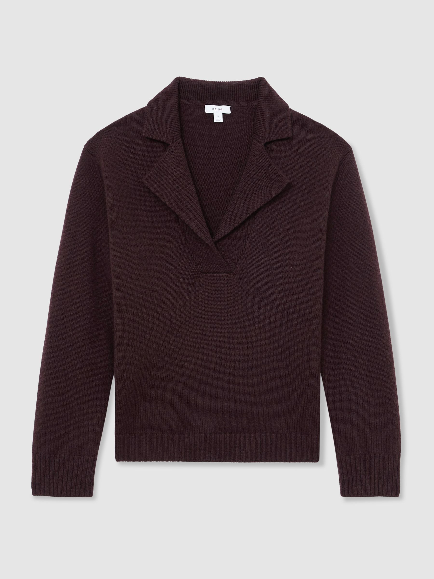 Wool-Cashmere Collared Knit Jumper in Plum Purple - image 1