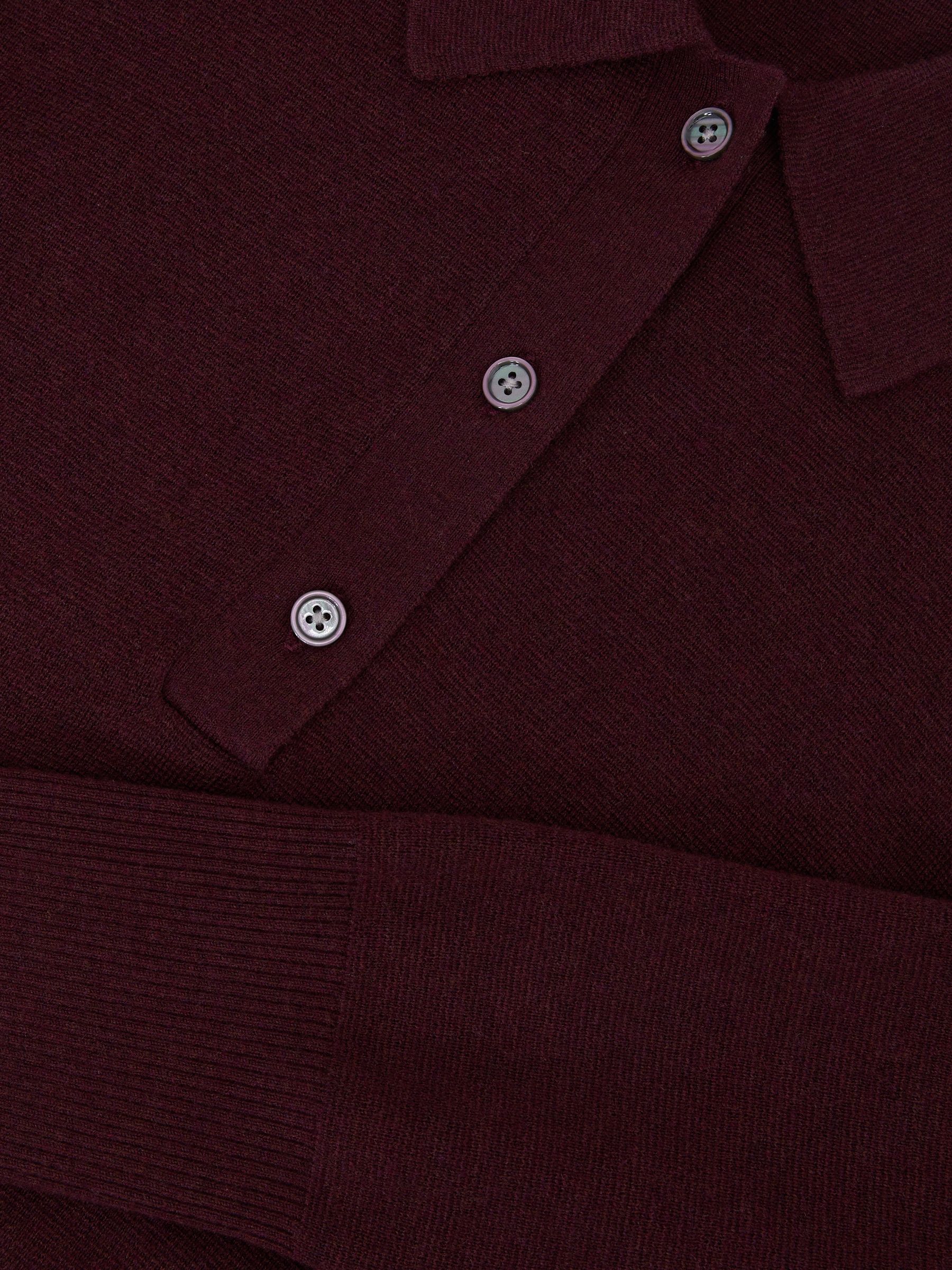 Wool Knitted Polo Jumper in Plum Purple - image 3