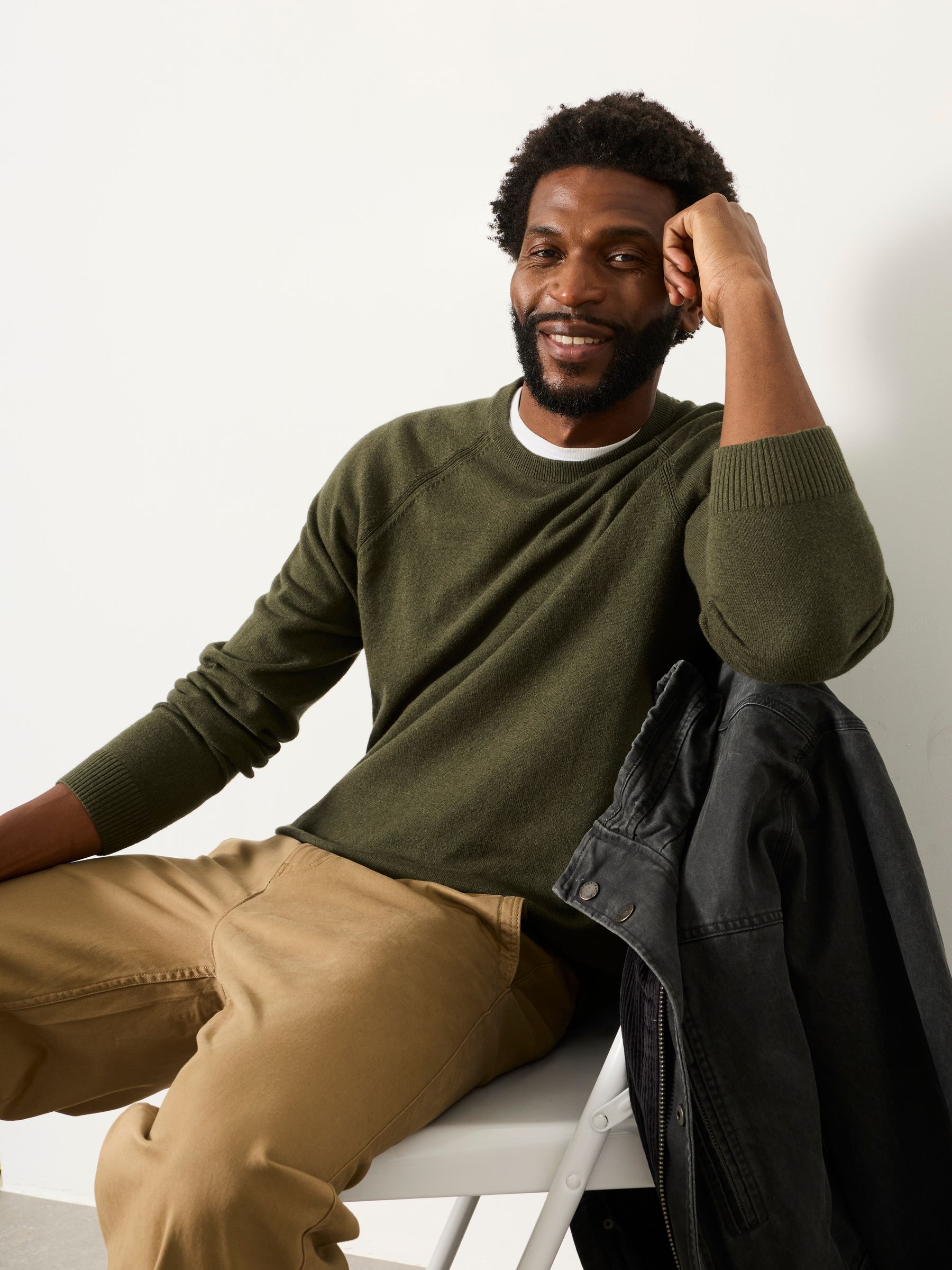 Rye Khaki Green Crew Neck Knitted Jumper - Image 4 of 6