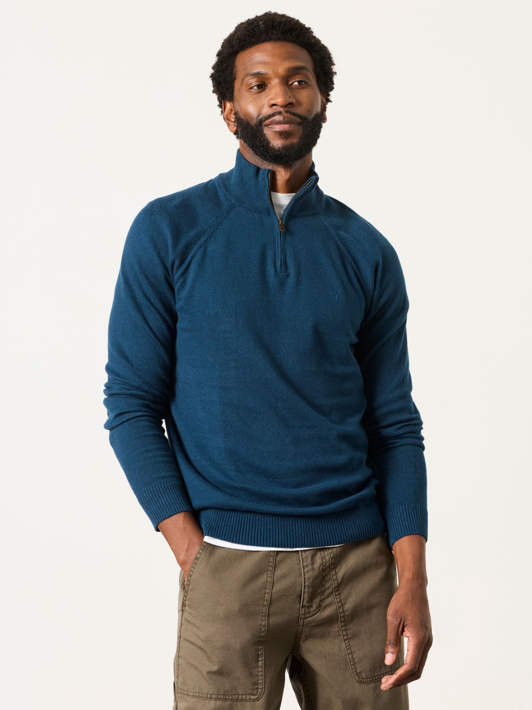 Rye Dark Teal Half Neck Knitted Jumper - Image 1 of 6