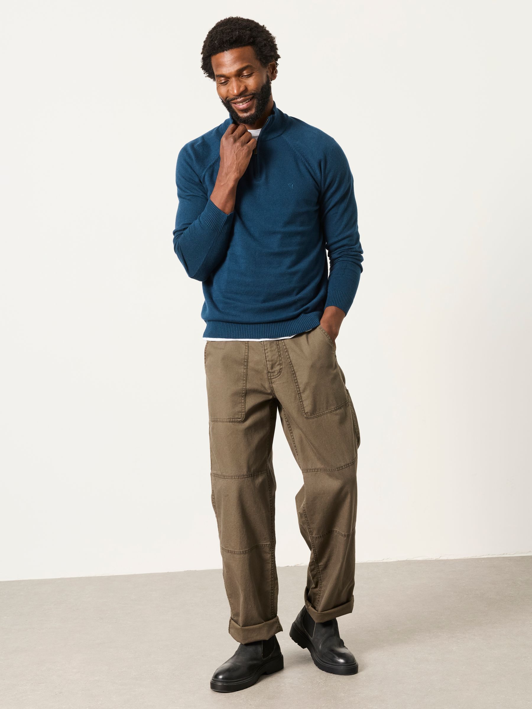 Rye Dark Teal Half Neck Knitted Jumper - Image 3 of 6