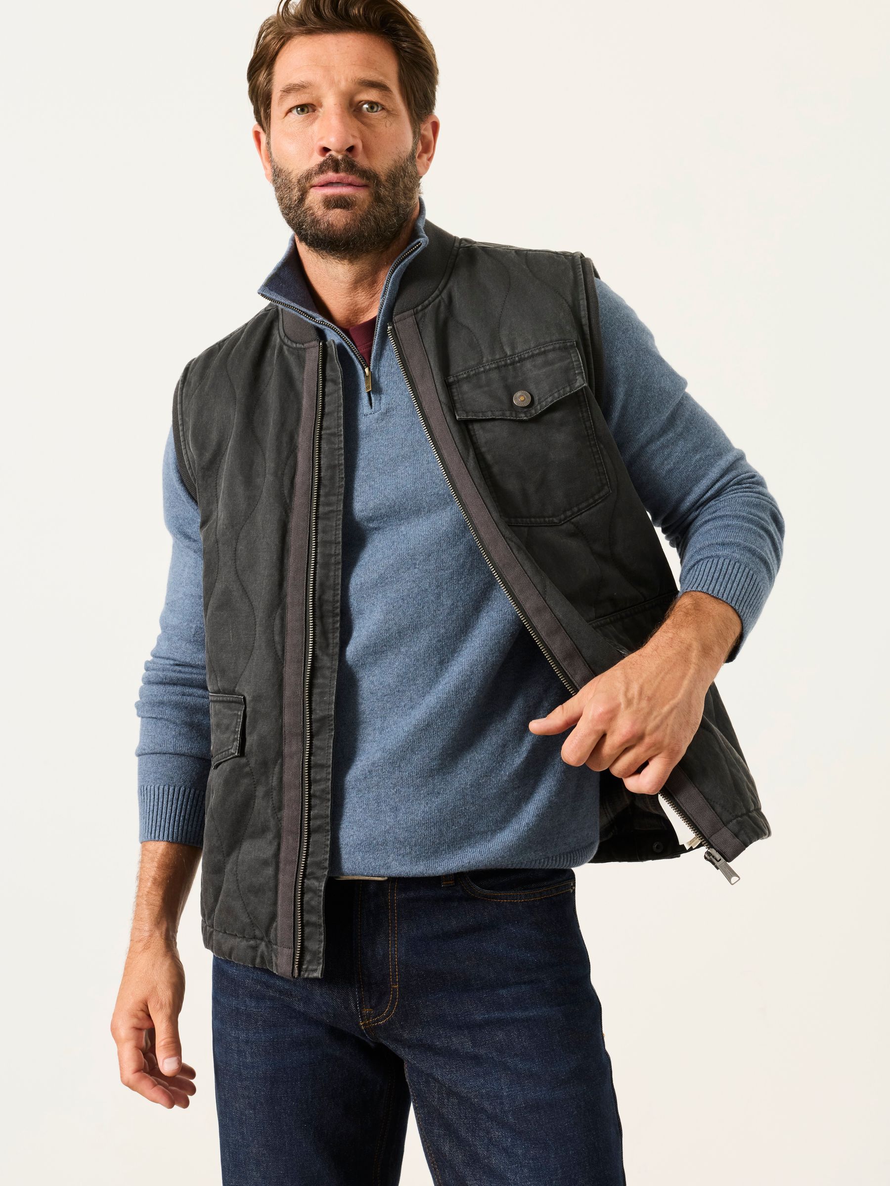 Rye Blue Denim Half Neck Knitted Jumper - Image 4 of 5