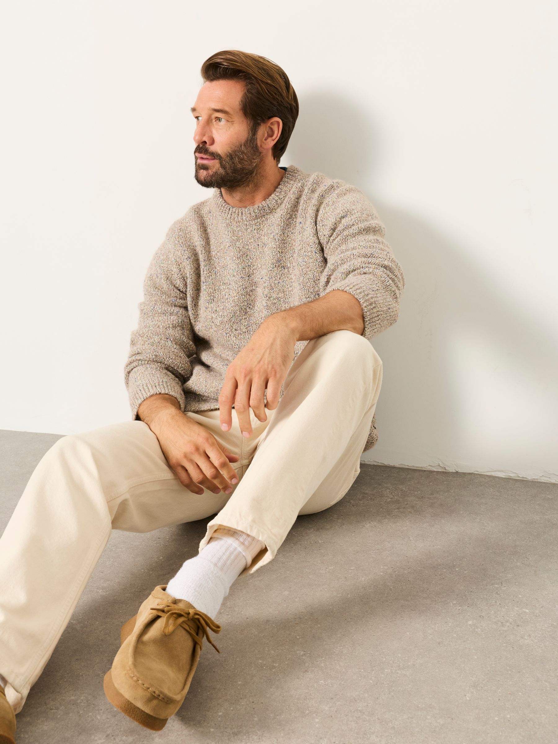 Milport Natural Knitted Crew Neck Jumper - Image 6 of 7
