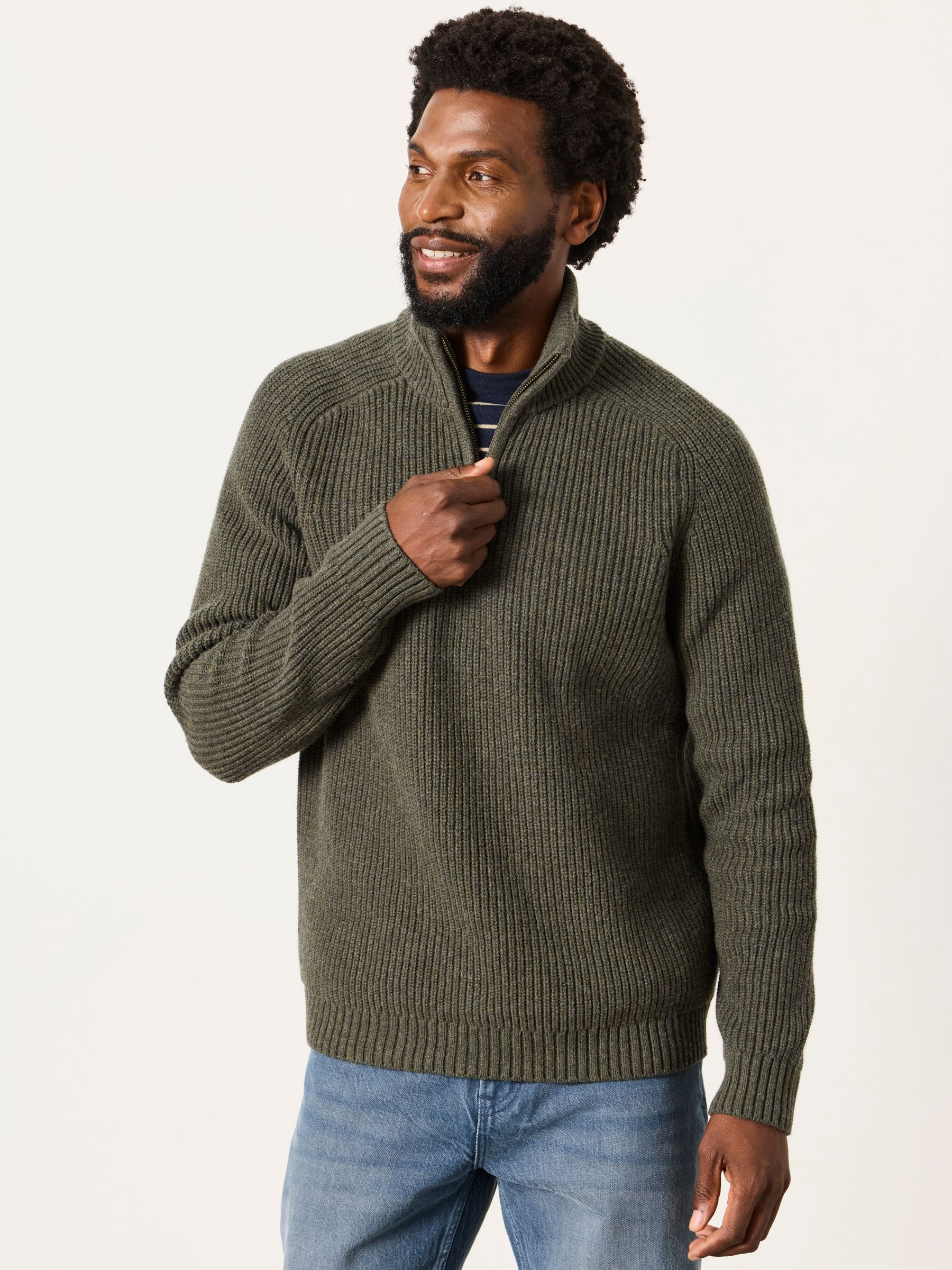 Ember Blue Half Neck Knitted Jumper - Image 1 of 5