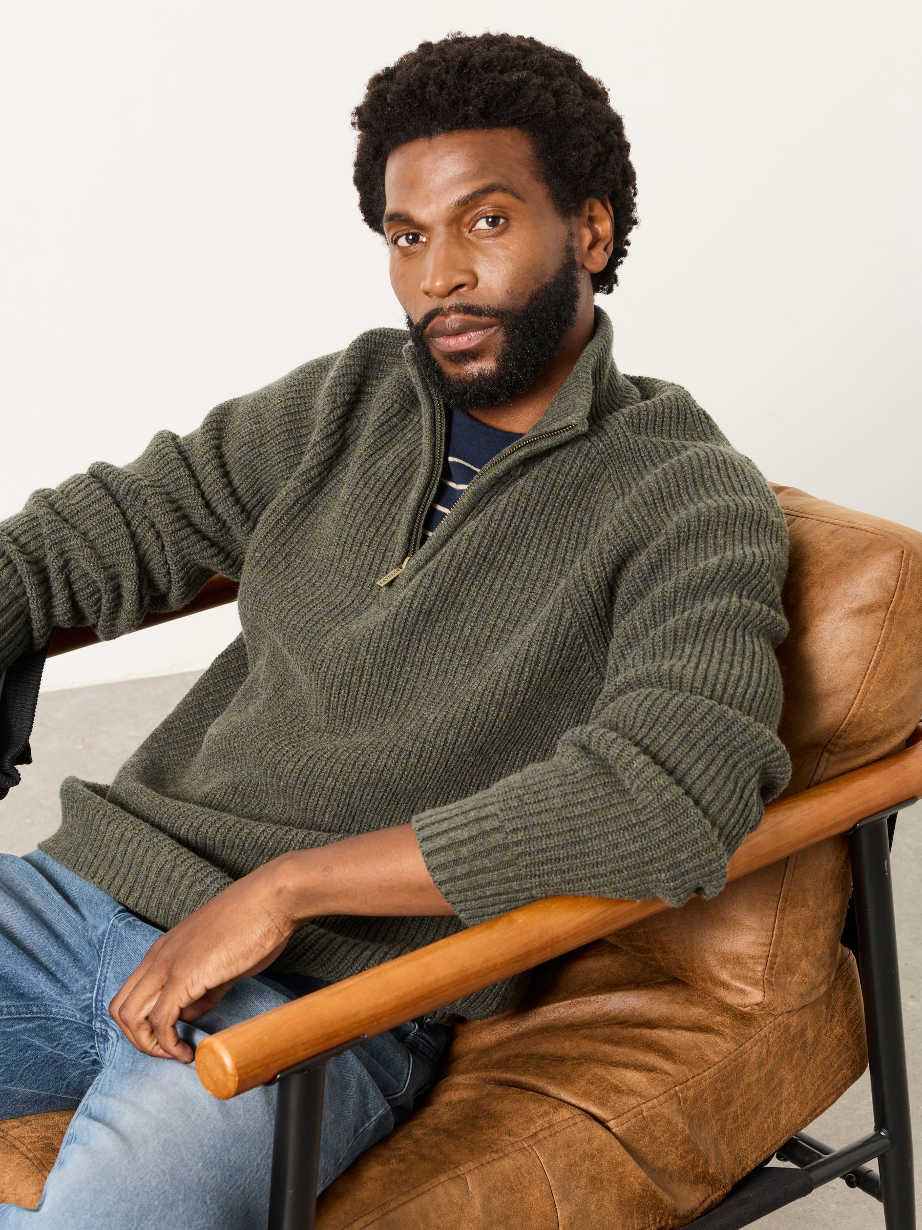 Ember Blue Half Neck Knitted Jumper - Image 4 of 5