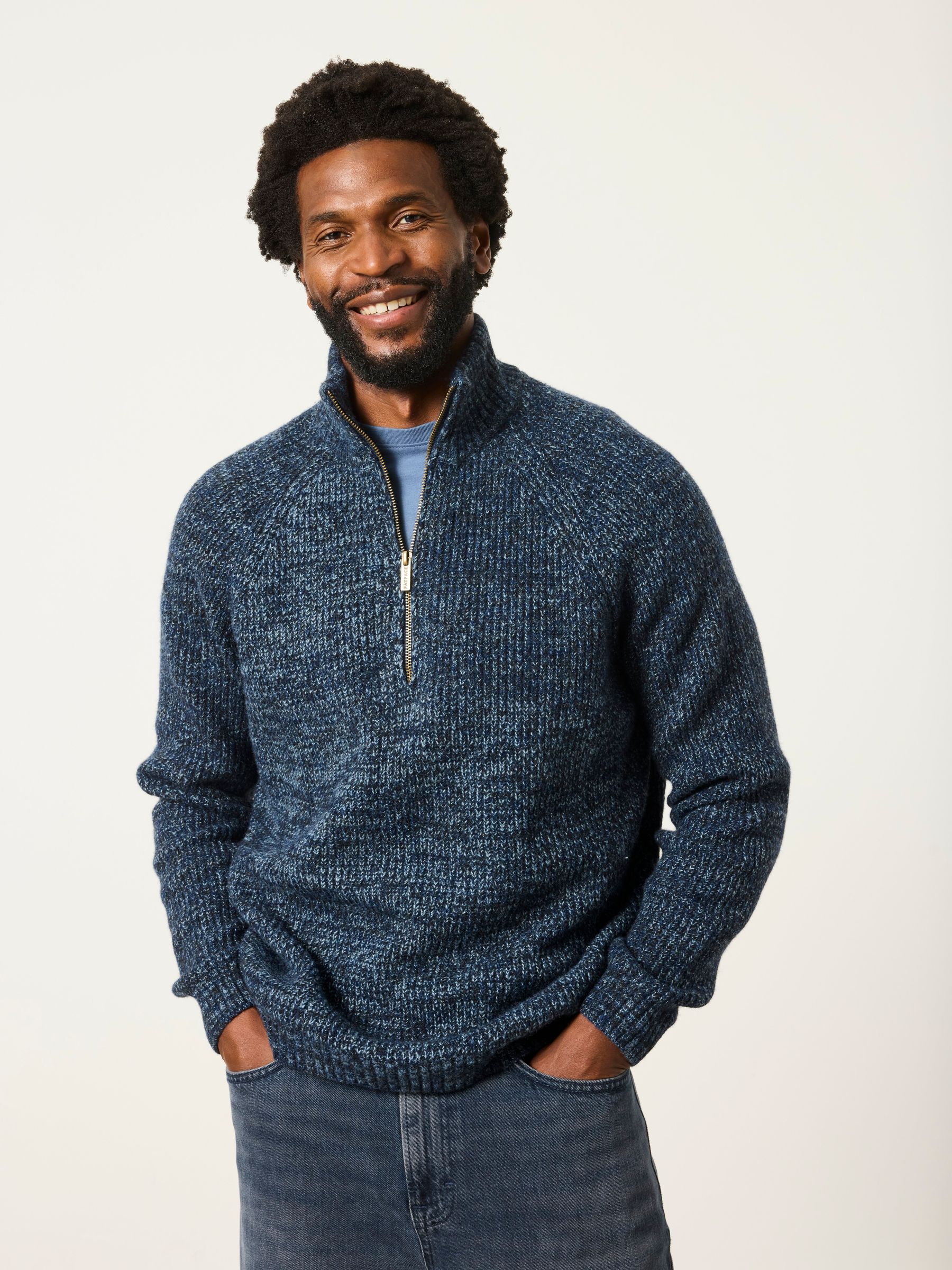 Blue Deanston Half Neck Knitted Jumper - Image 1 of 6
