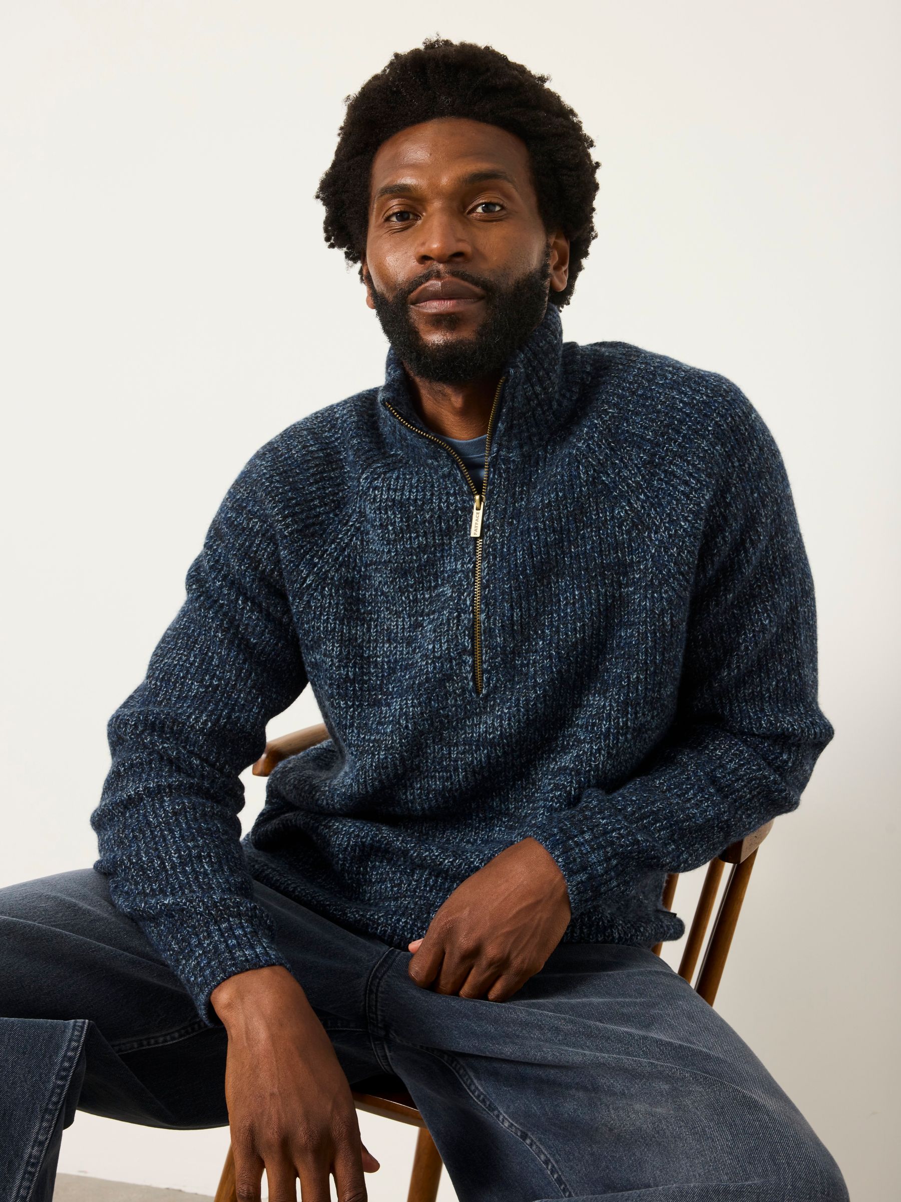 Blue Deanston Half Neck Knitted Jumper - Image 5 of 6