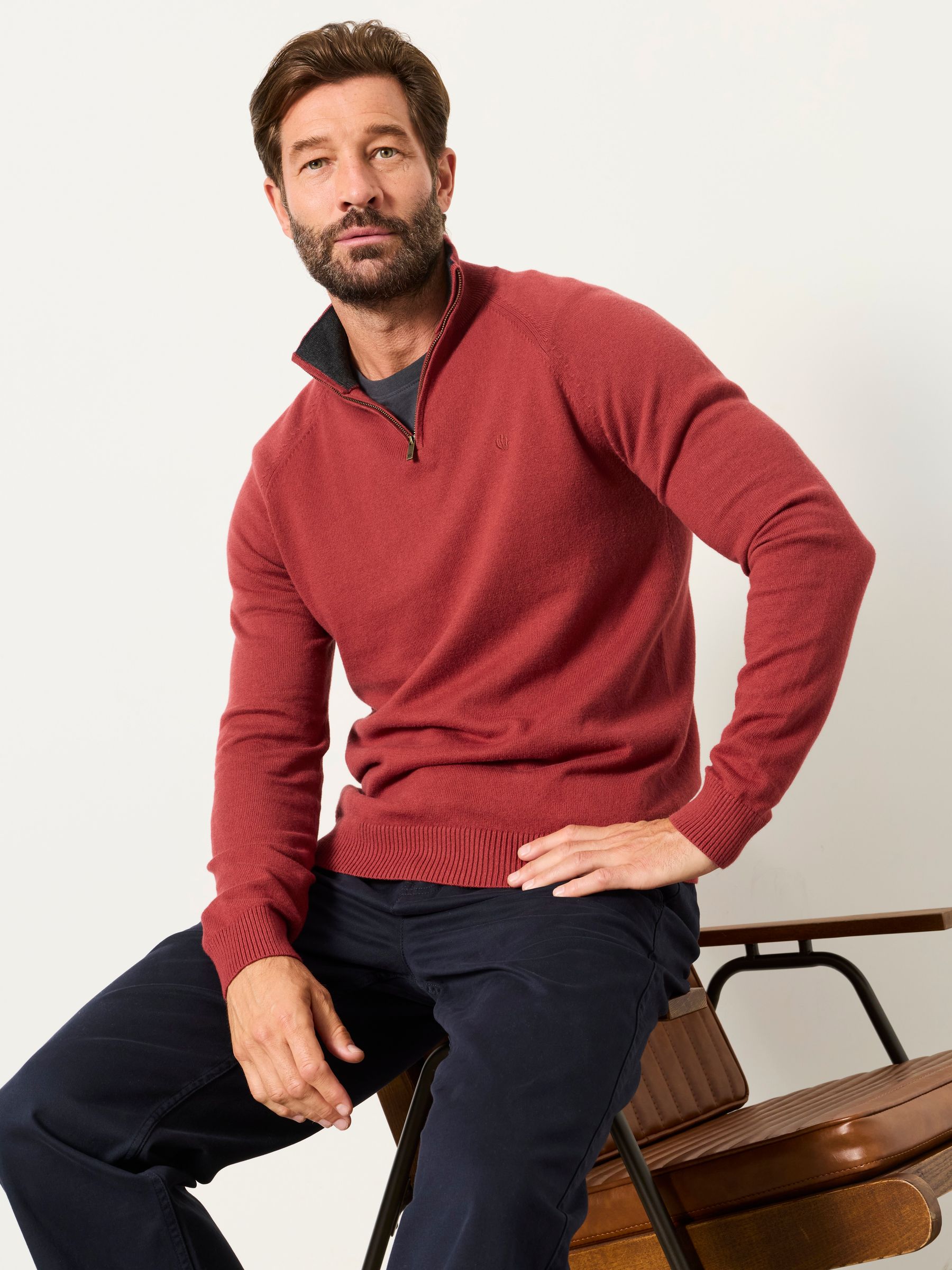 Rye Red Half Neck Knitted Jumper - Image 5 of 6