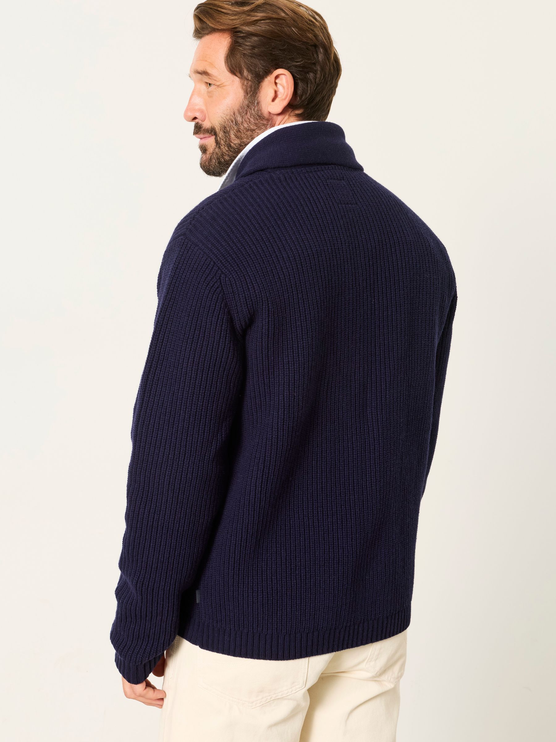 Ember Navy Shawl Neck Knitted Cardigan - Image 2 of 5