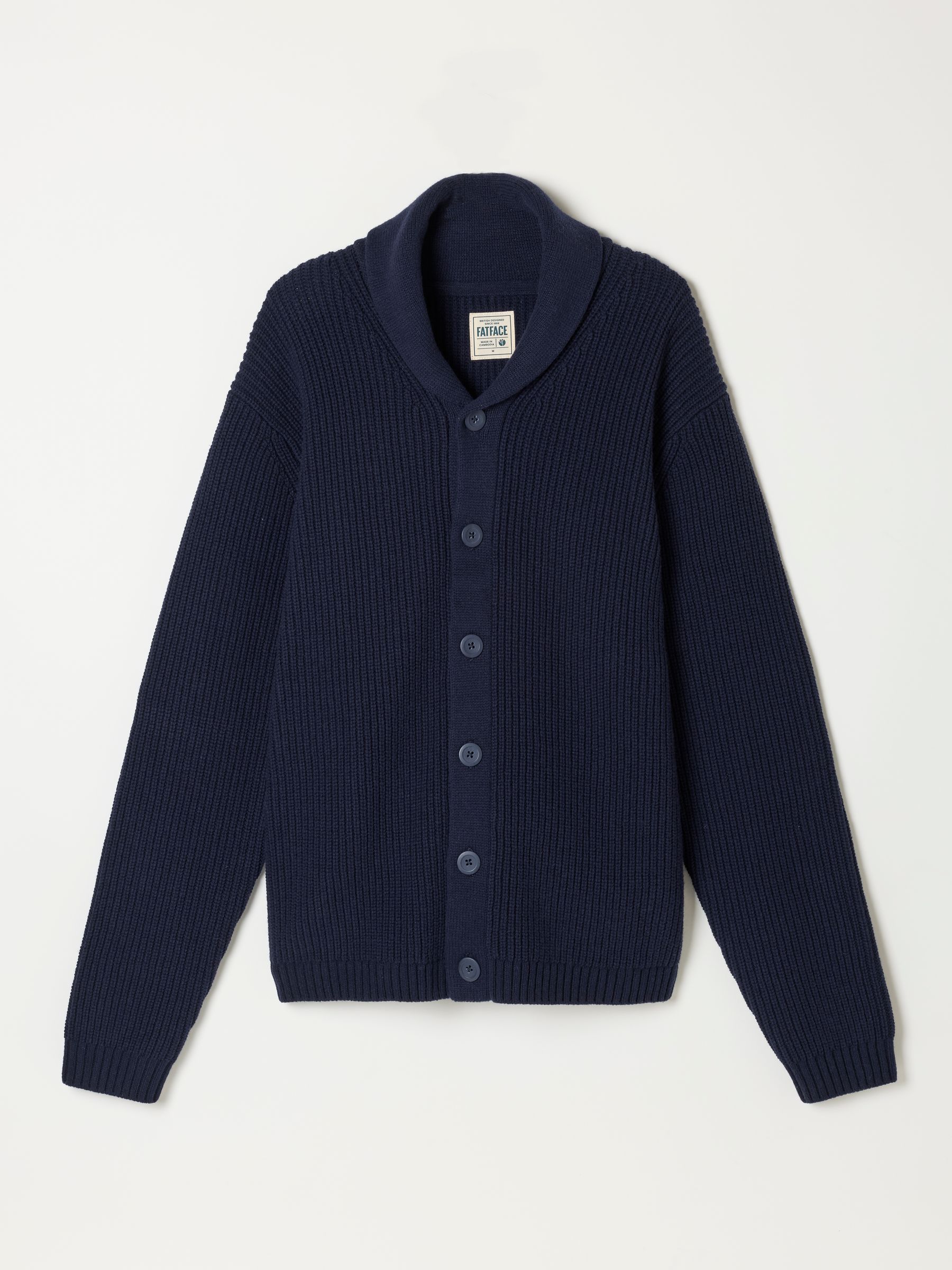 Ember Navy Shawl Neck Knitted Cardigan - Image 5 of 5 Ember Navy Shawl Neck Knitted Cardigan - Image 5 of 5