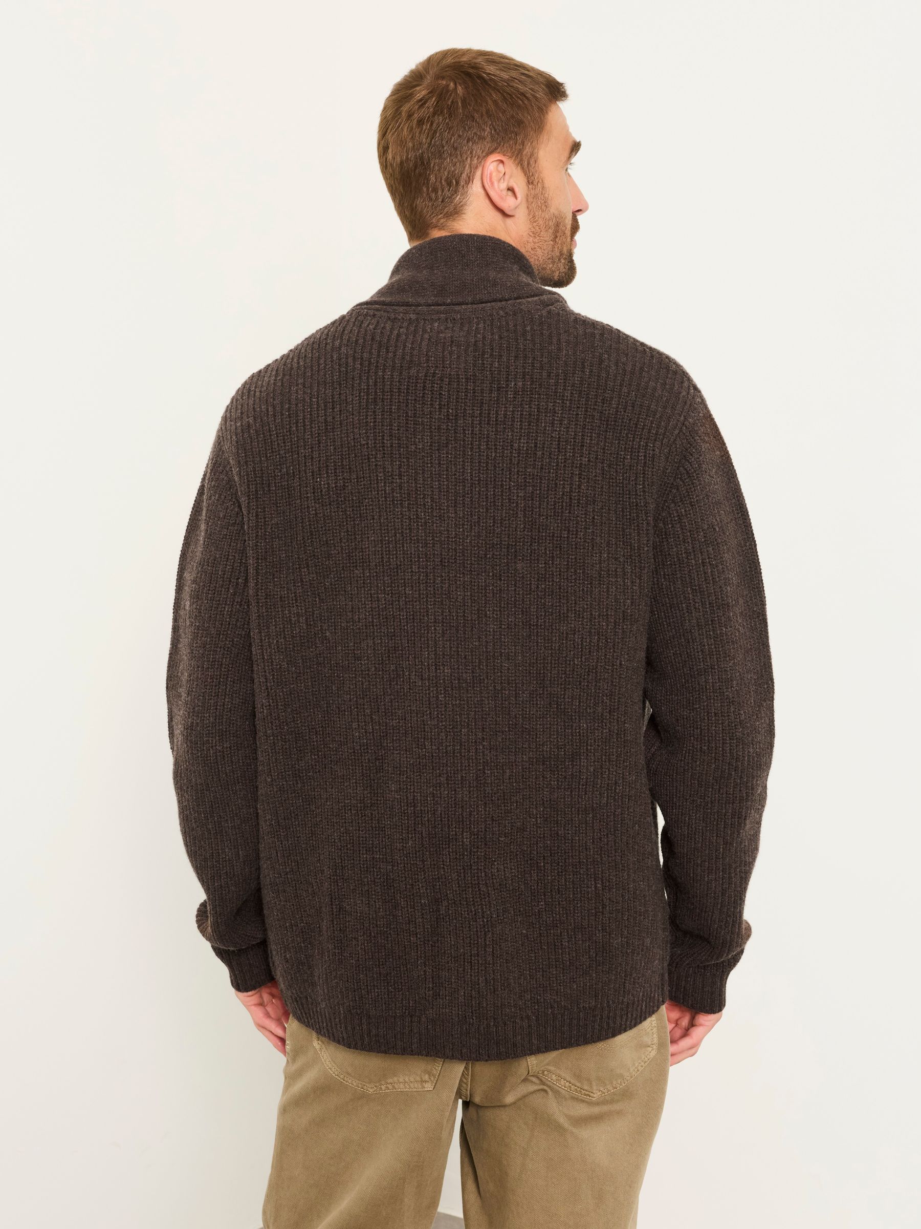 Ember Chocolate Brown Shawl Neck Knitted Cardigan - Image 2 of 5