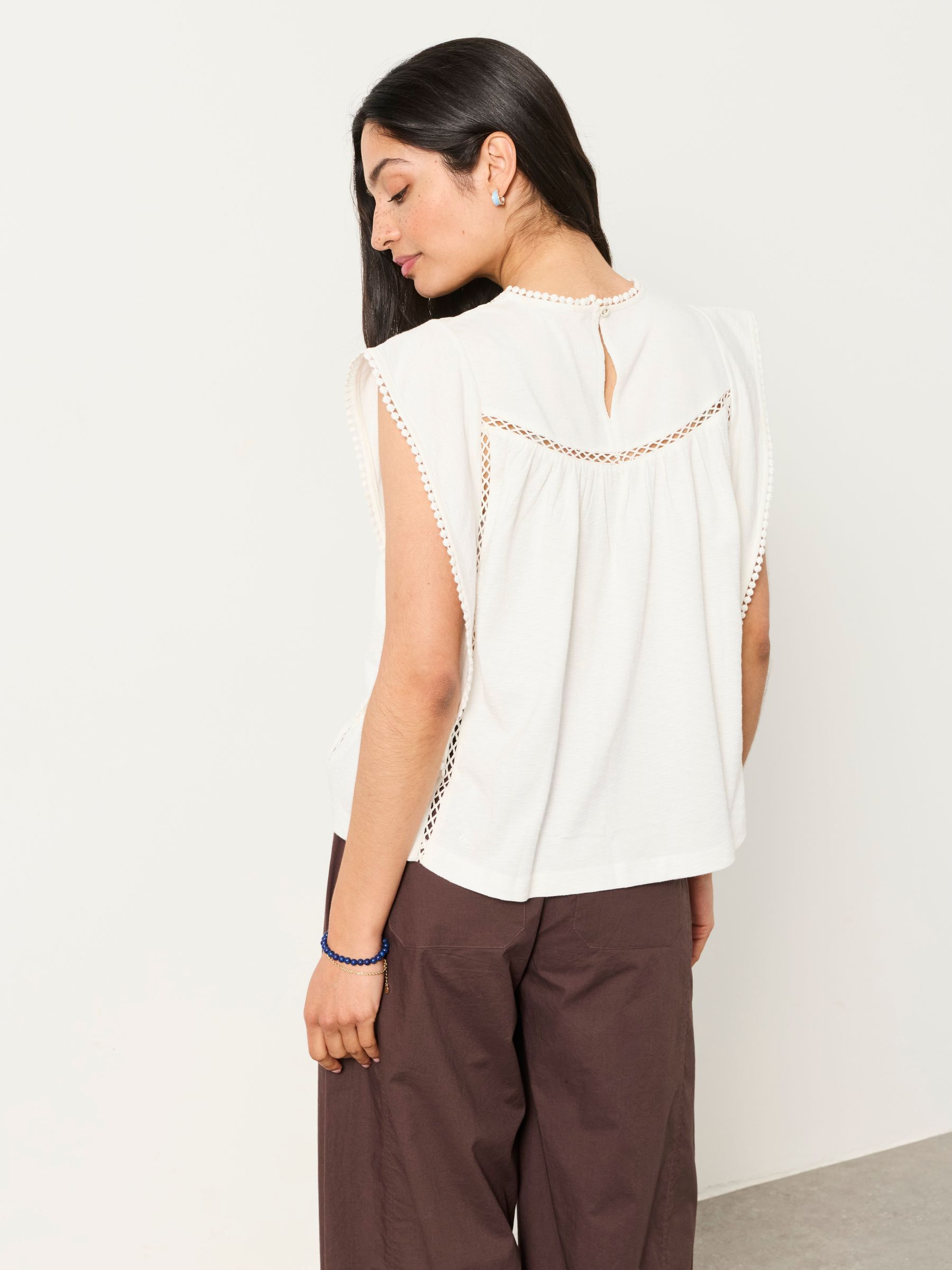 Lisa White Lace Jersey Tank Top - Image 2 of 3