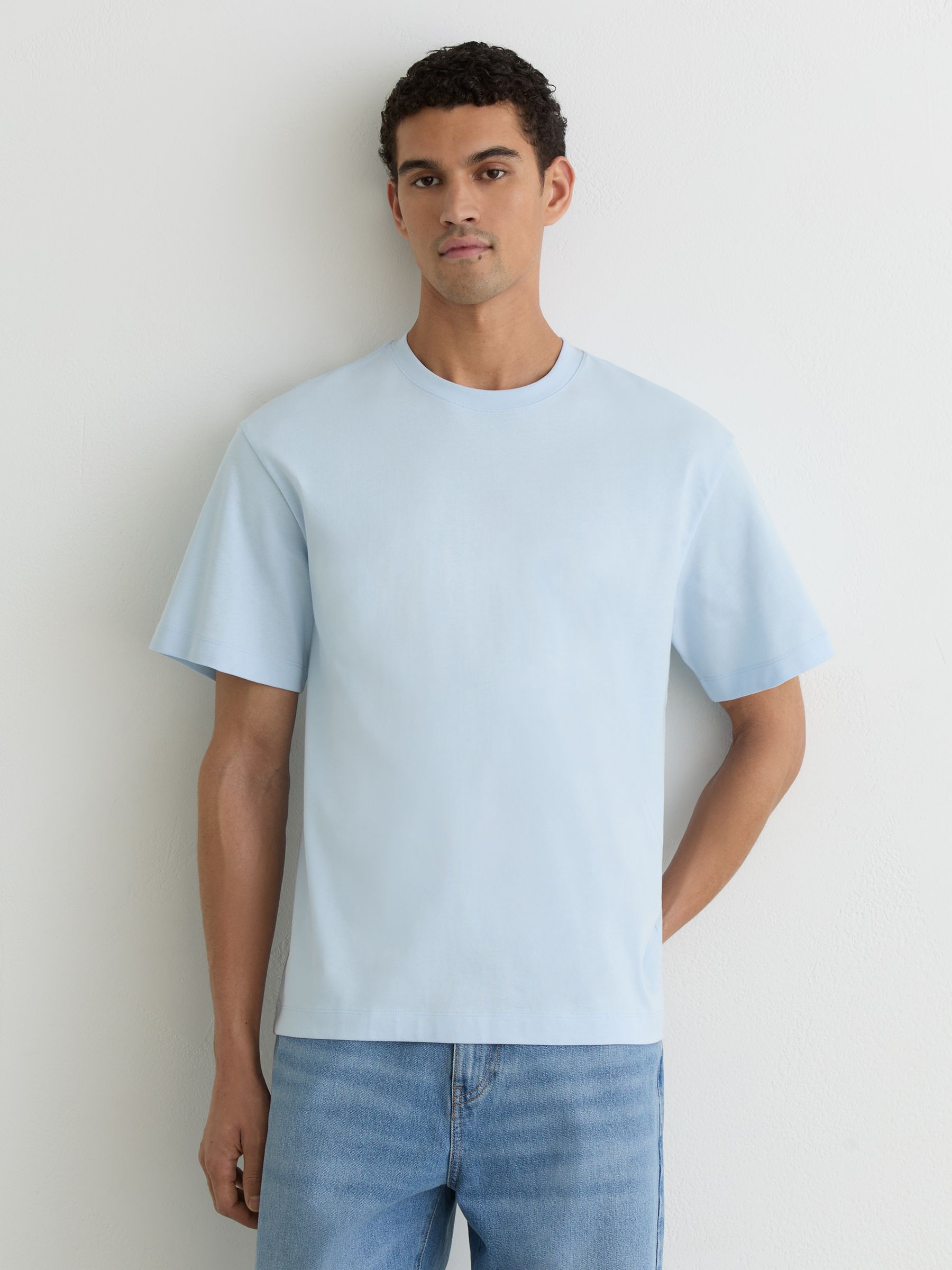 Cotton Pigment-Dyed Relaxed-Fit T-Shirt in Soft Blue - Image 1 of 6