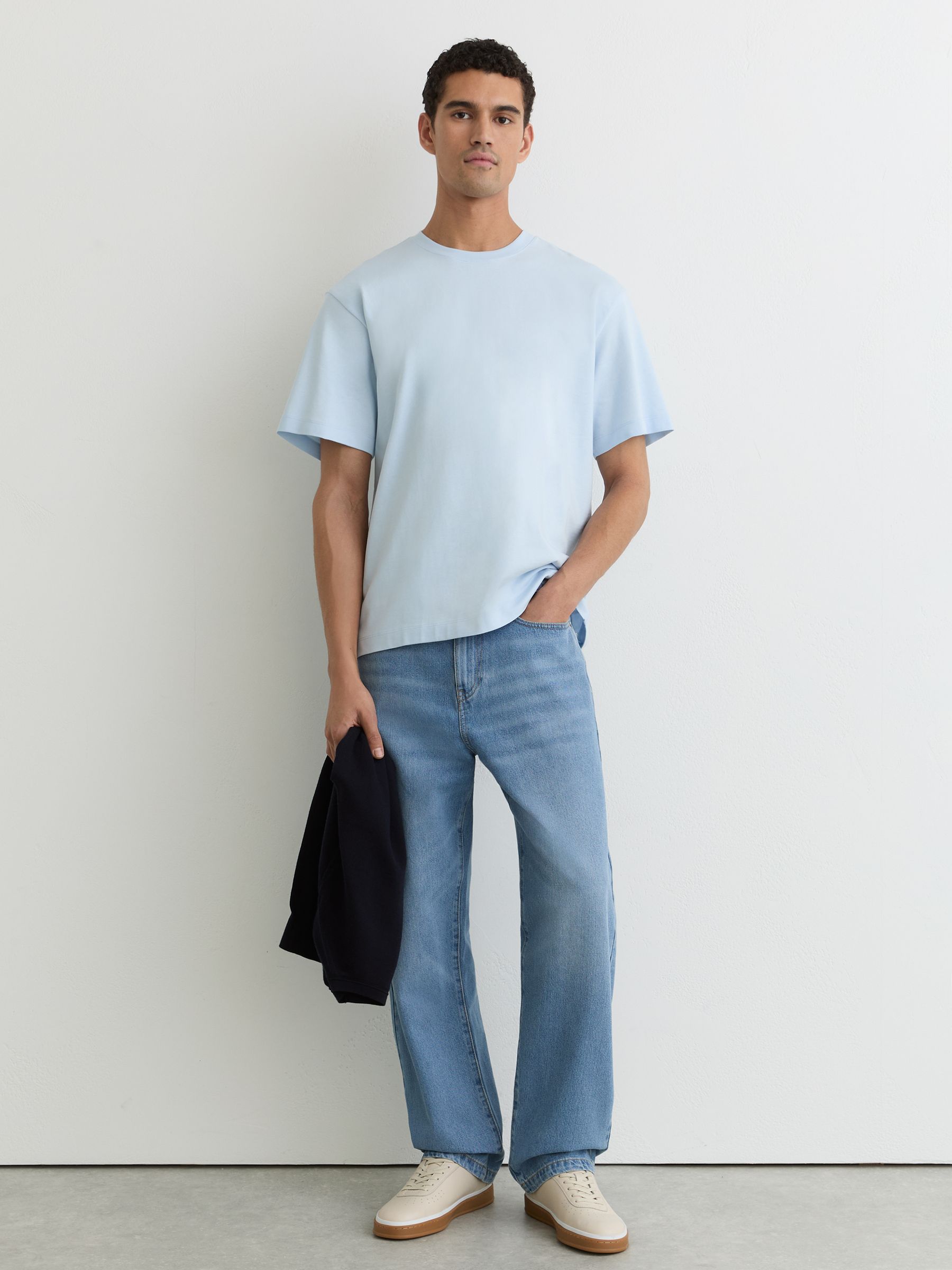 Cotton Pigment-Dyed Relaxed-Fit T-Shirt in Soft Blue - Image 3 of 6