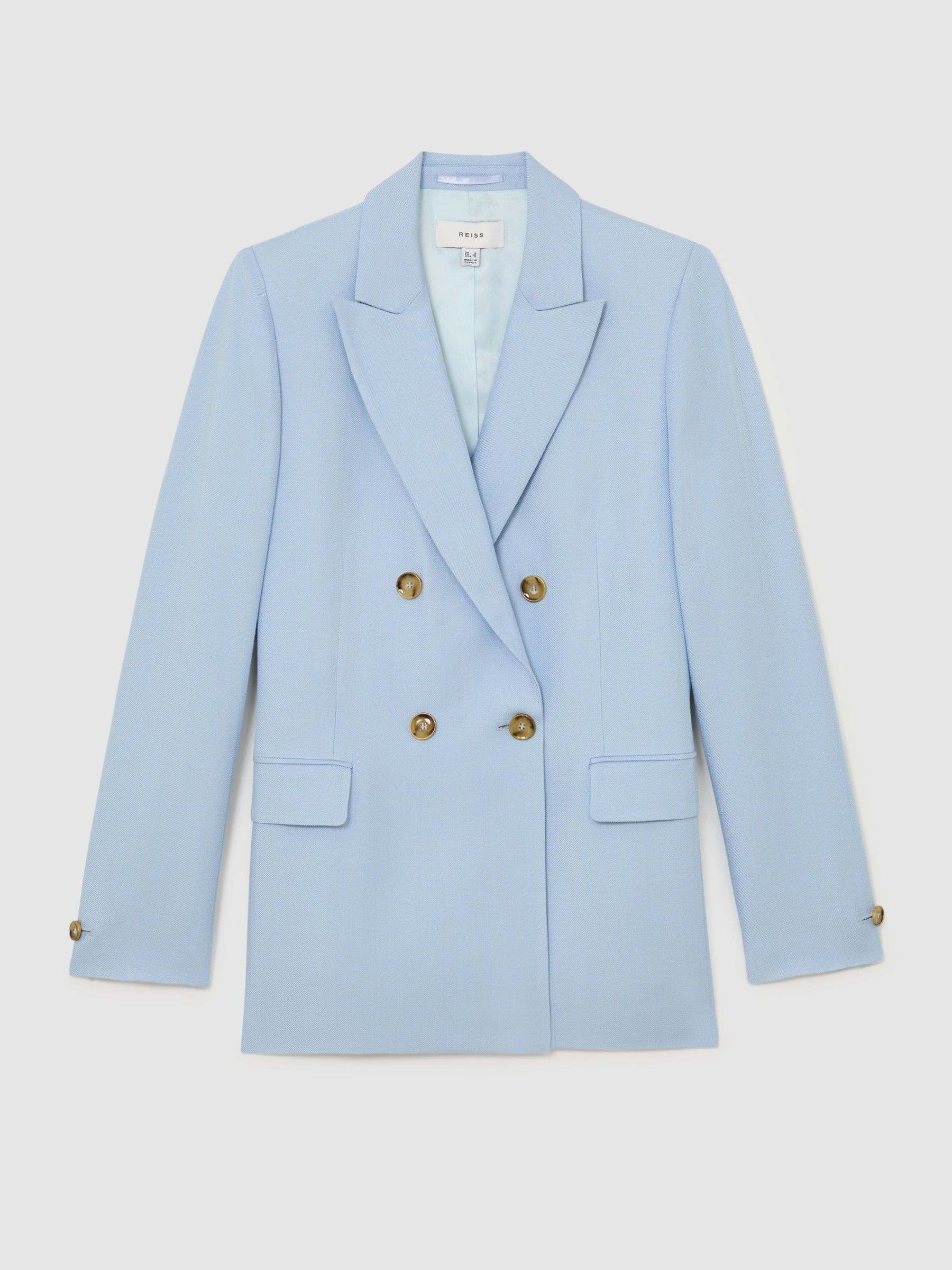Double-Breasted Peak-Lapel Suit Jacket in Blue - image 1