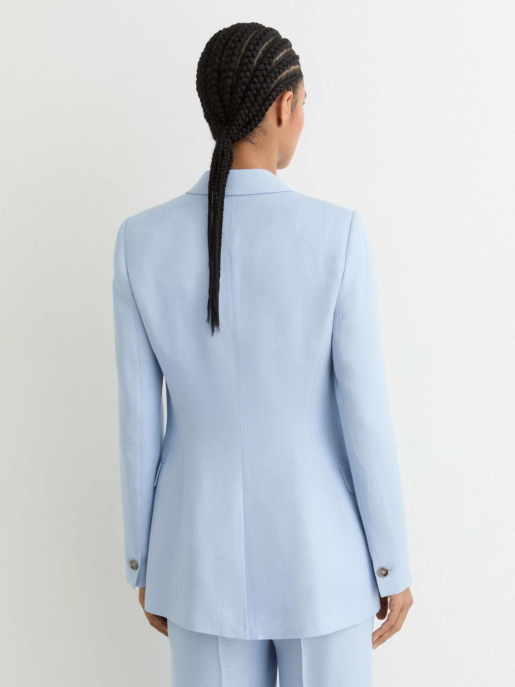 Double-Breasted Peak-Lapel Suit Jacket in Blue - image 5