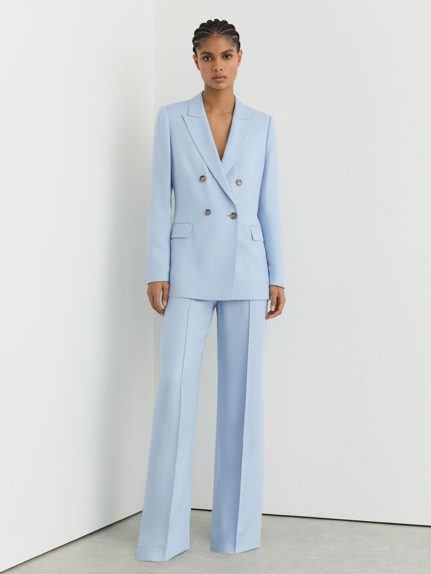 Double-Breasted Peak-Lapel Suit Jacket in Blue - image 4