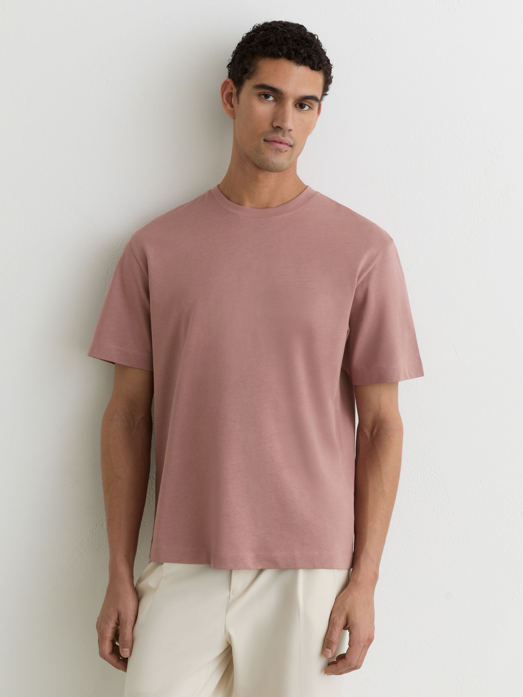 Cotton Pigment-Dyed Relaxed-Fit T-Shirt in Dusty Rose - Image 1 of 6