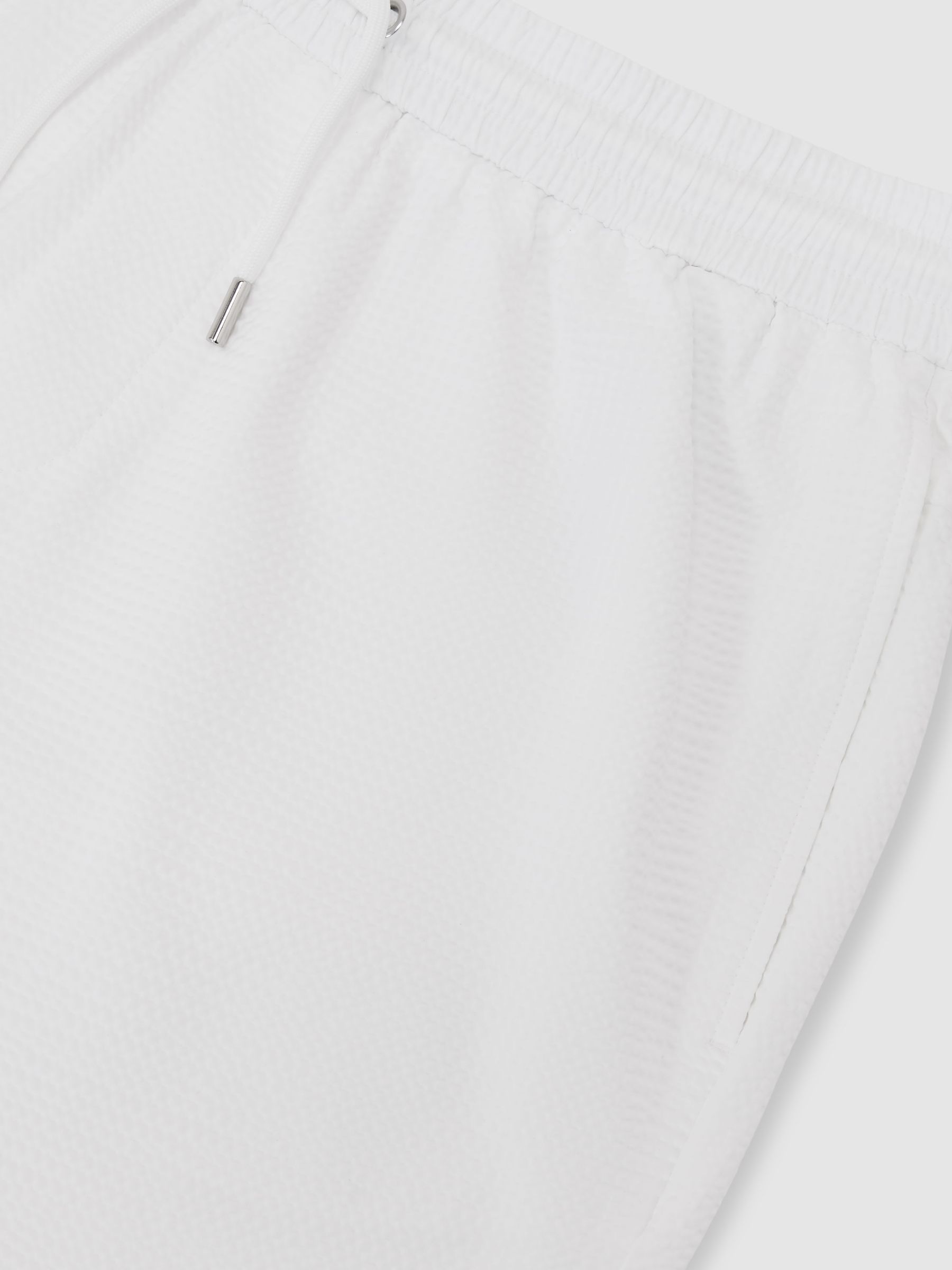 Seersucker Drawstring Shorts in White - image 3