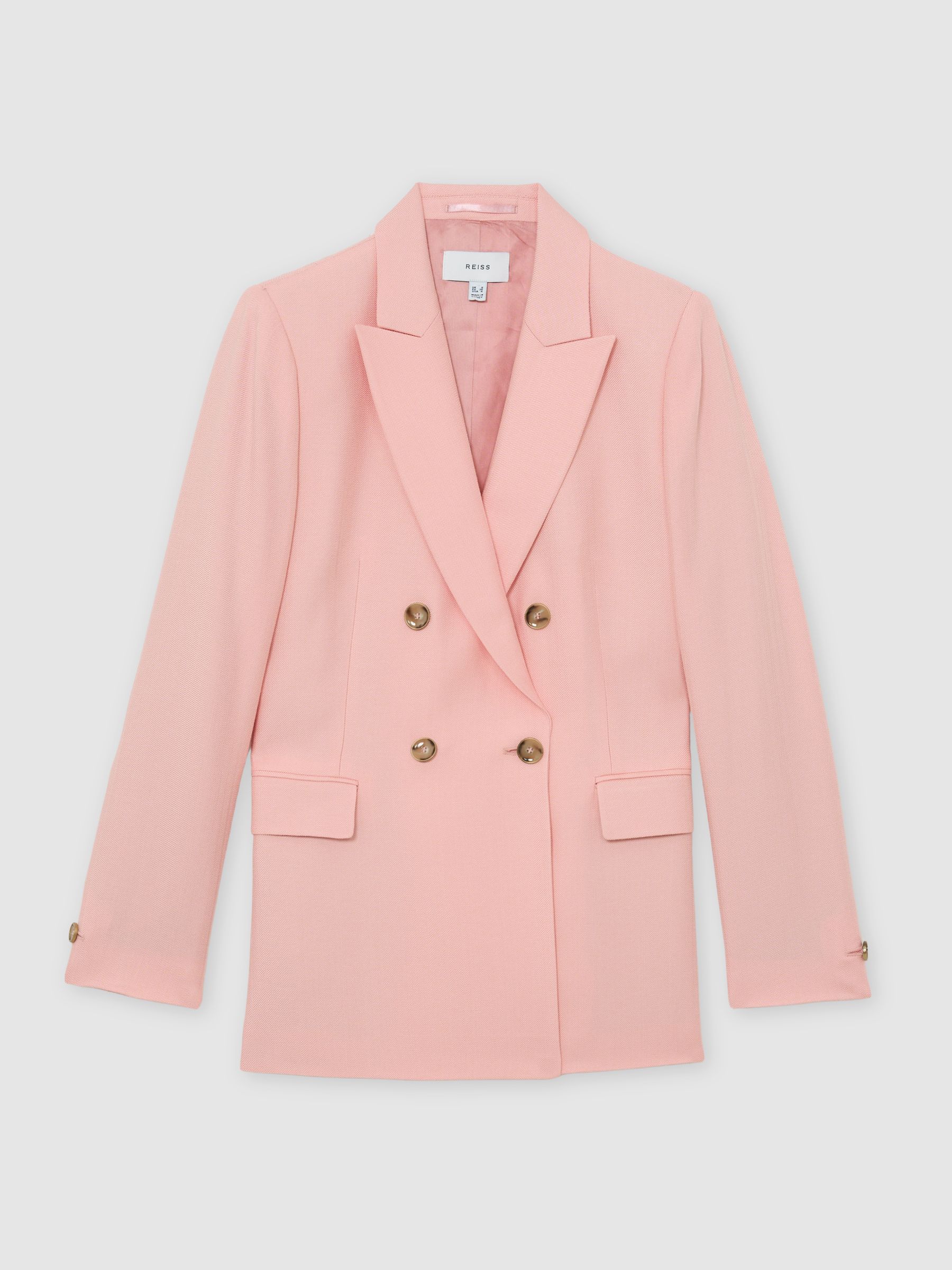 Double-Breasted Peak-Lapel Suit Jacket in Pink - Image 2 of 7