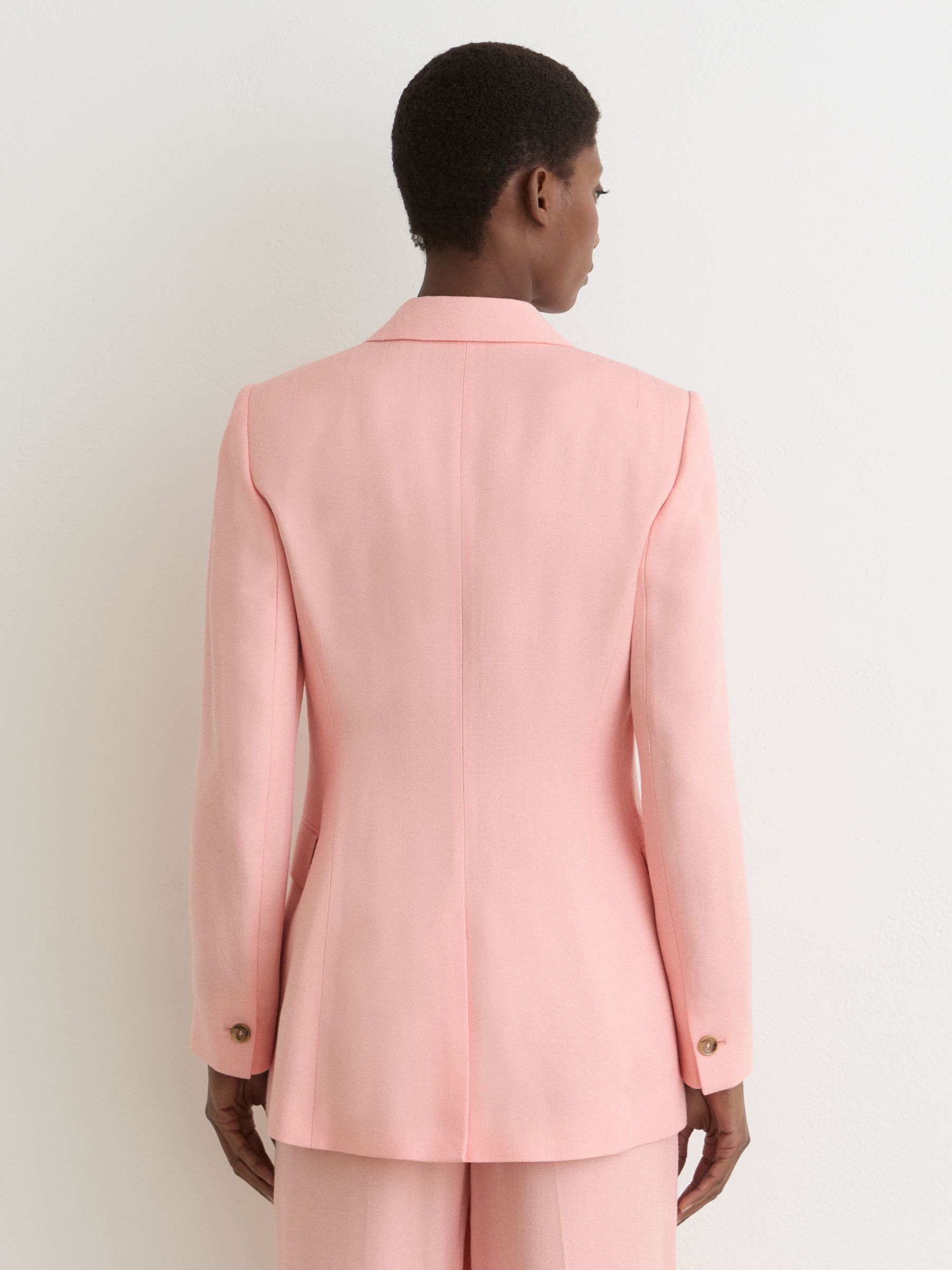 Double-Breasted Peak-Lapel Suit Jacket in Pink - Image 6 of 7