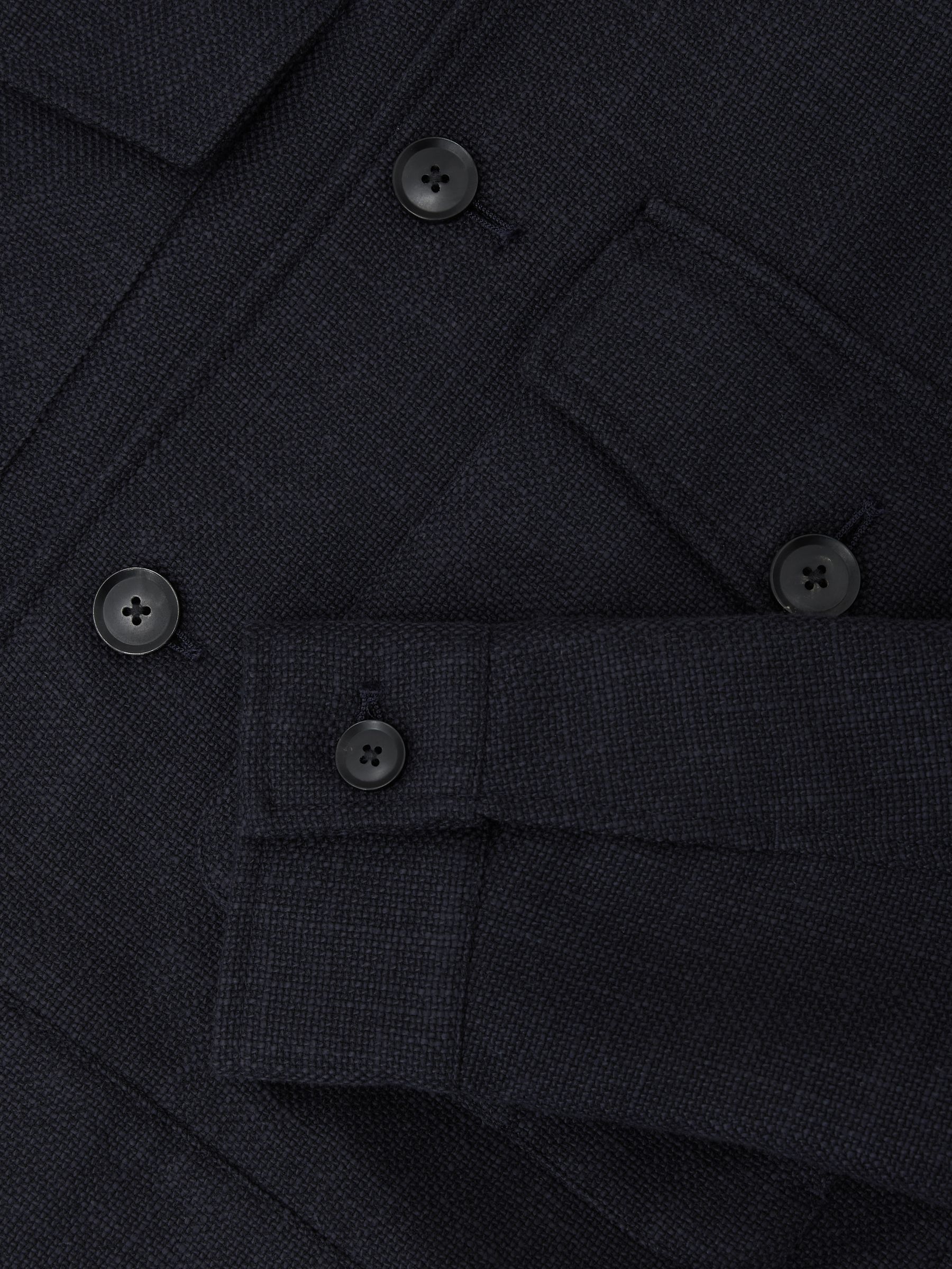 Textured Hopsack Flap-Pocket Jacket in Navy - image 3