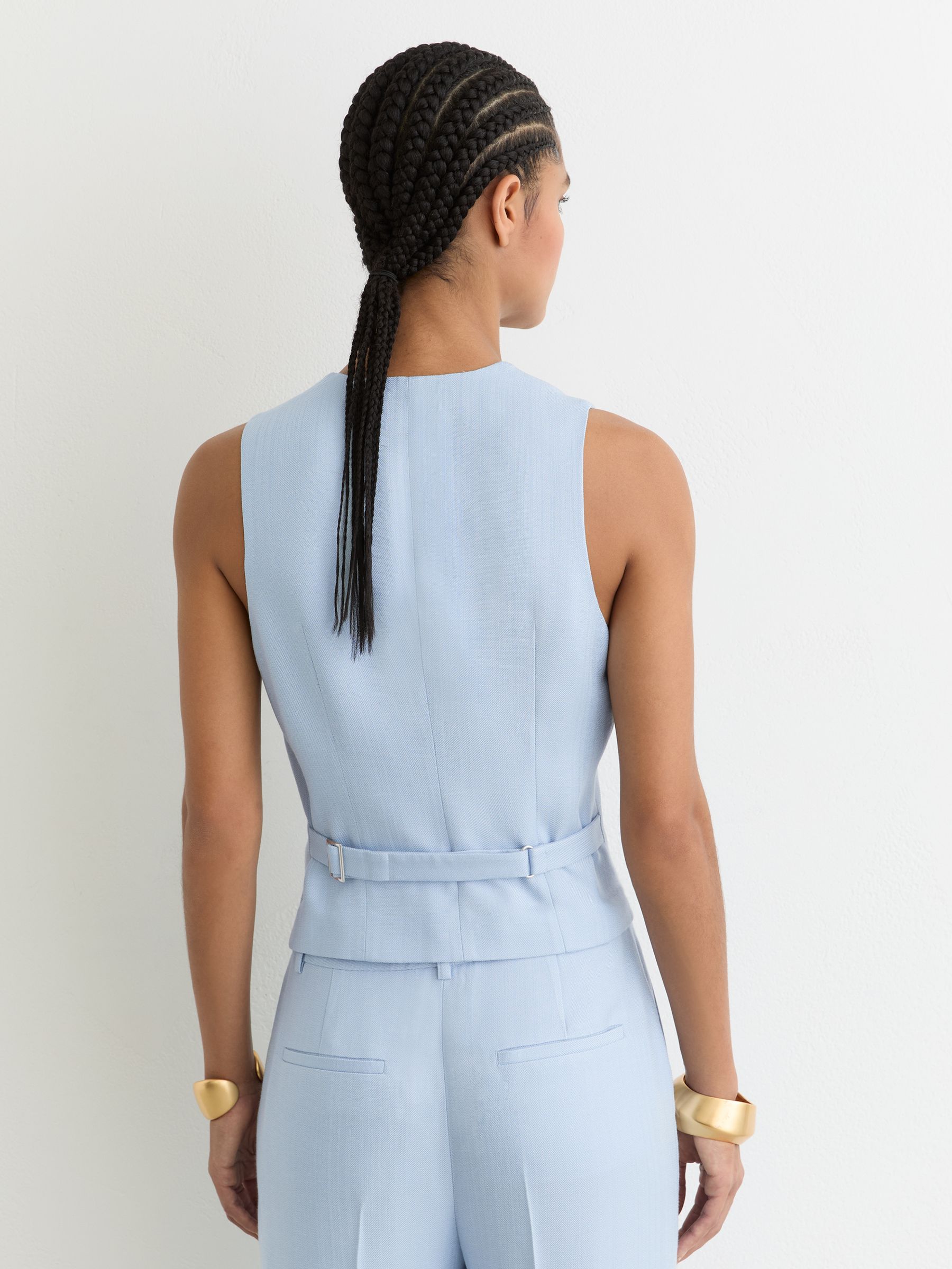 Button-Through Tailored Waistcoat in Blue - image 4
