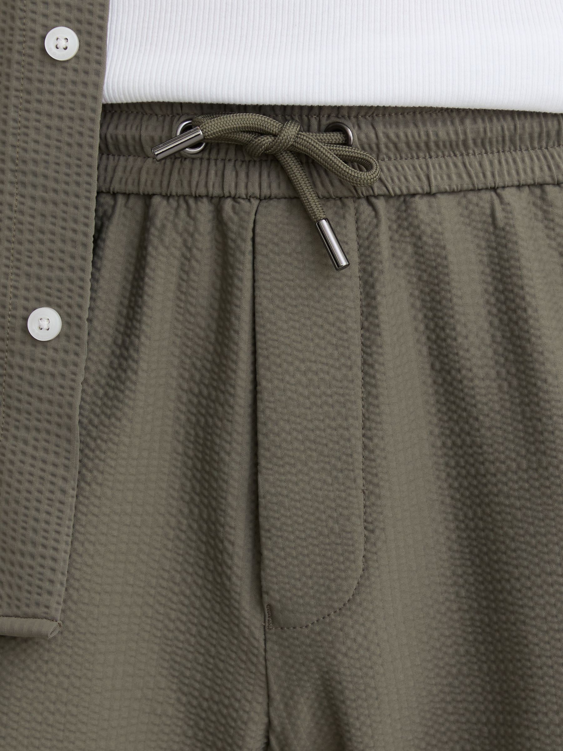 Seersucker Drawstring Shorts in Dark Sage Green - Image 4 of 6