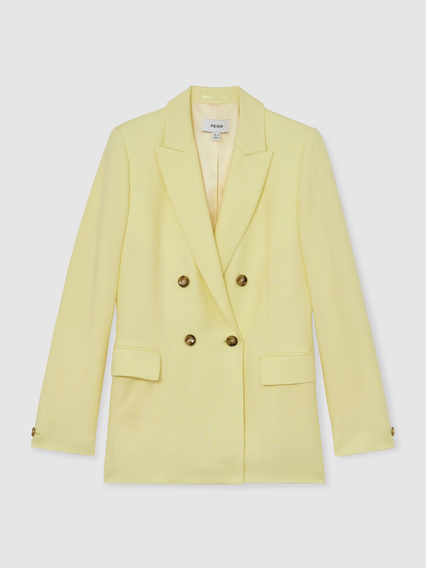 Double-Breasted Peak-Lapel Suit Jacket in Yellow - image 1