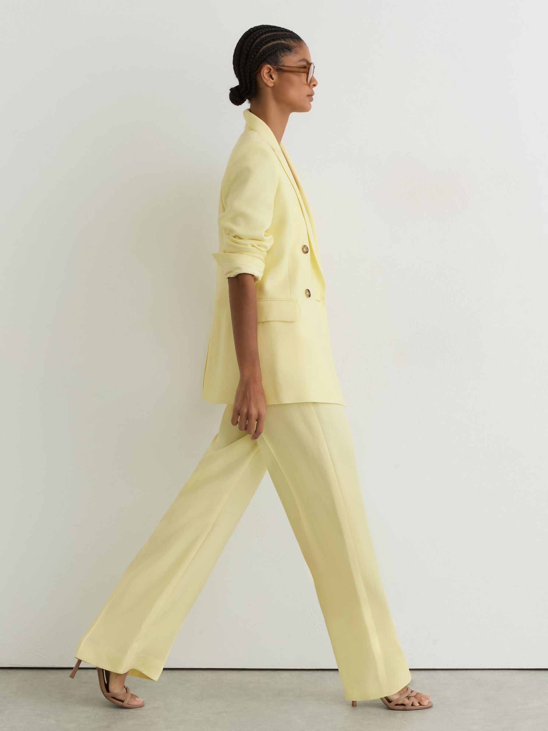 Double-Breasted Peak-Lapel Suit Jacket in Yellow - image 5