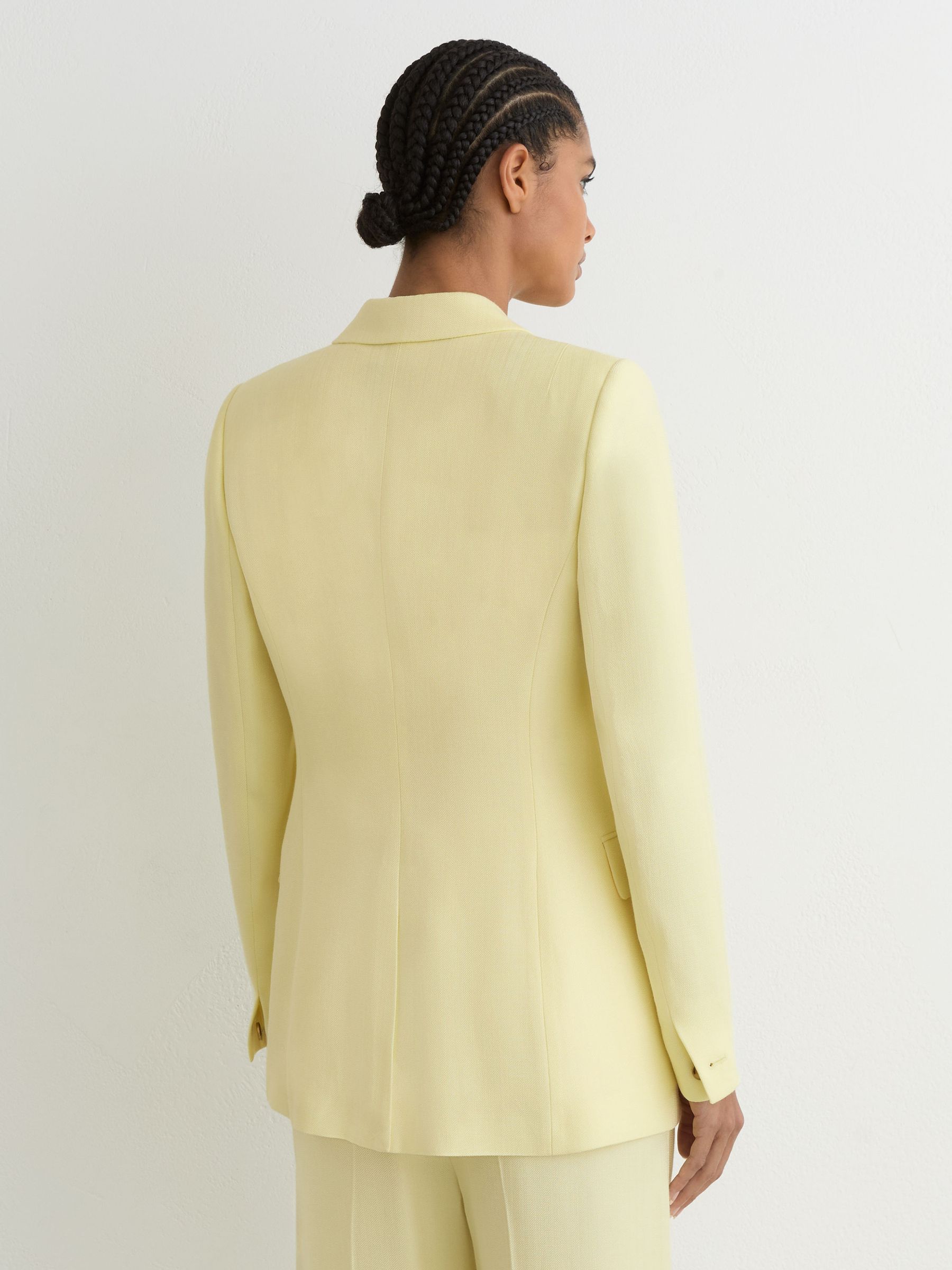 Double-Breasted Peak-Lapel Suit Jacket in Yellow - Image 6 of 8