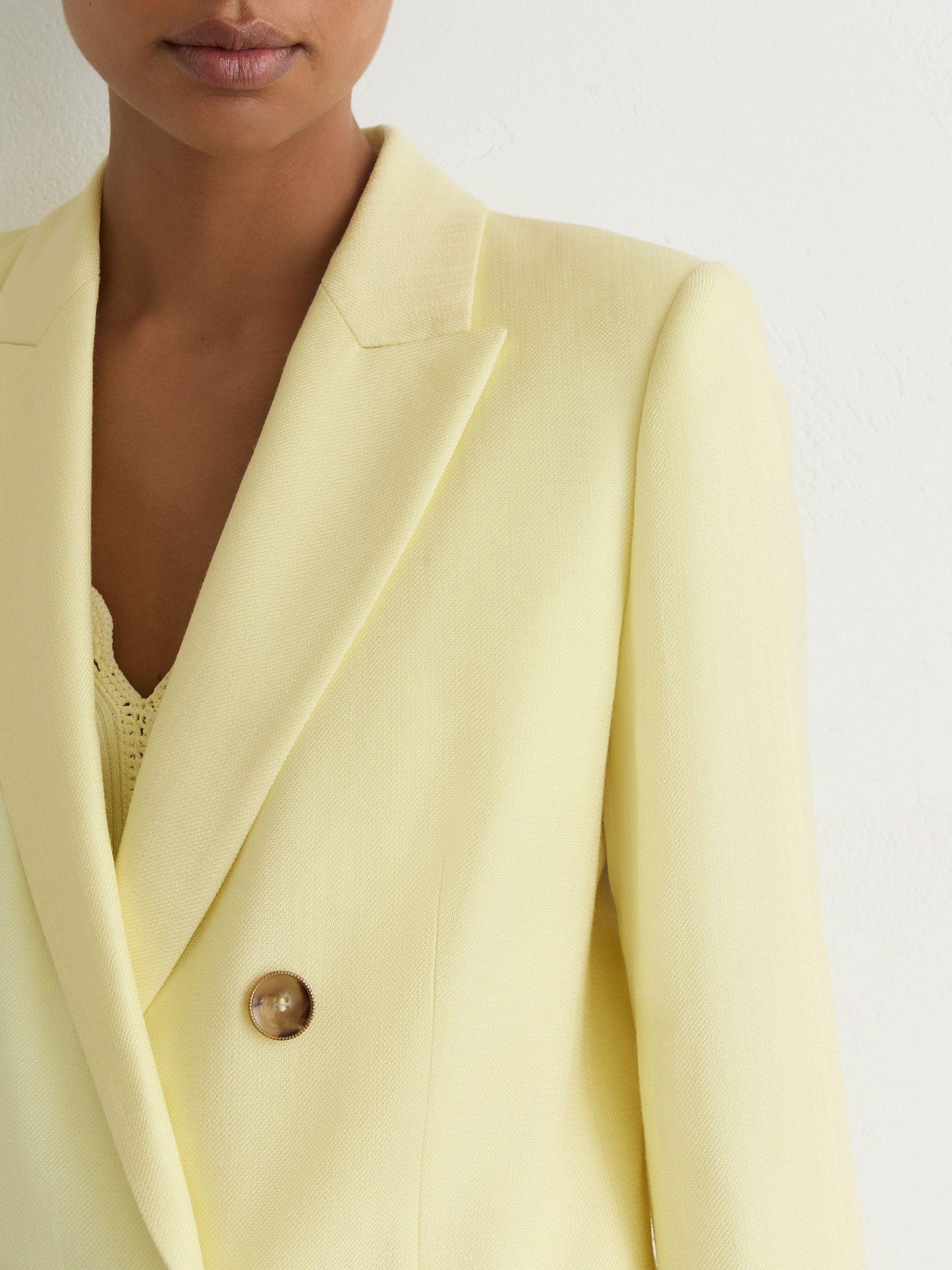 Double-Breasted Peak-Lapel Suit Jacket in Yellow - image 4