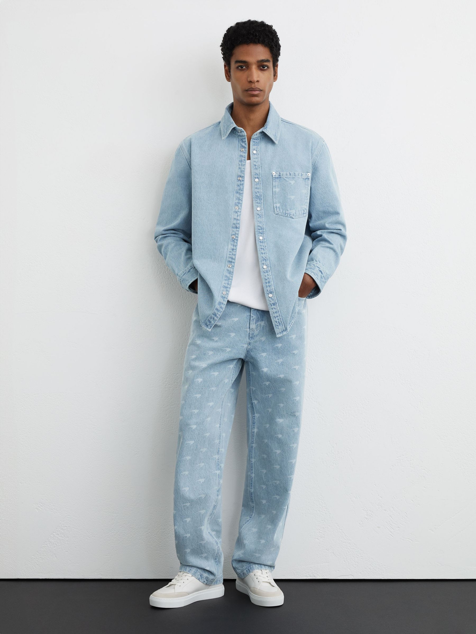 McLaren Racing Logo-Pocket Denim Shirt in Soft Blue - image 2