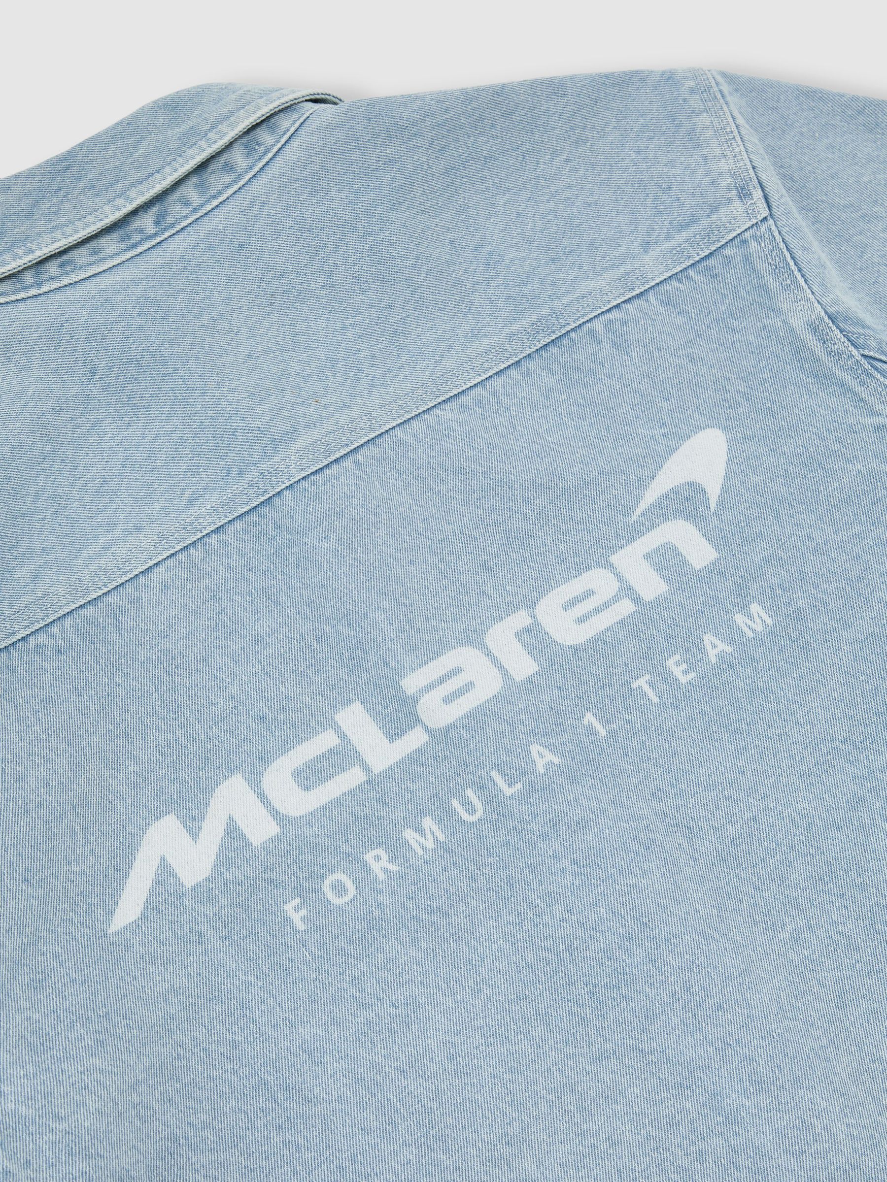 McLaren Racing Logo-Pocket Denim Shirt in Soft Blue - image 4