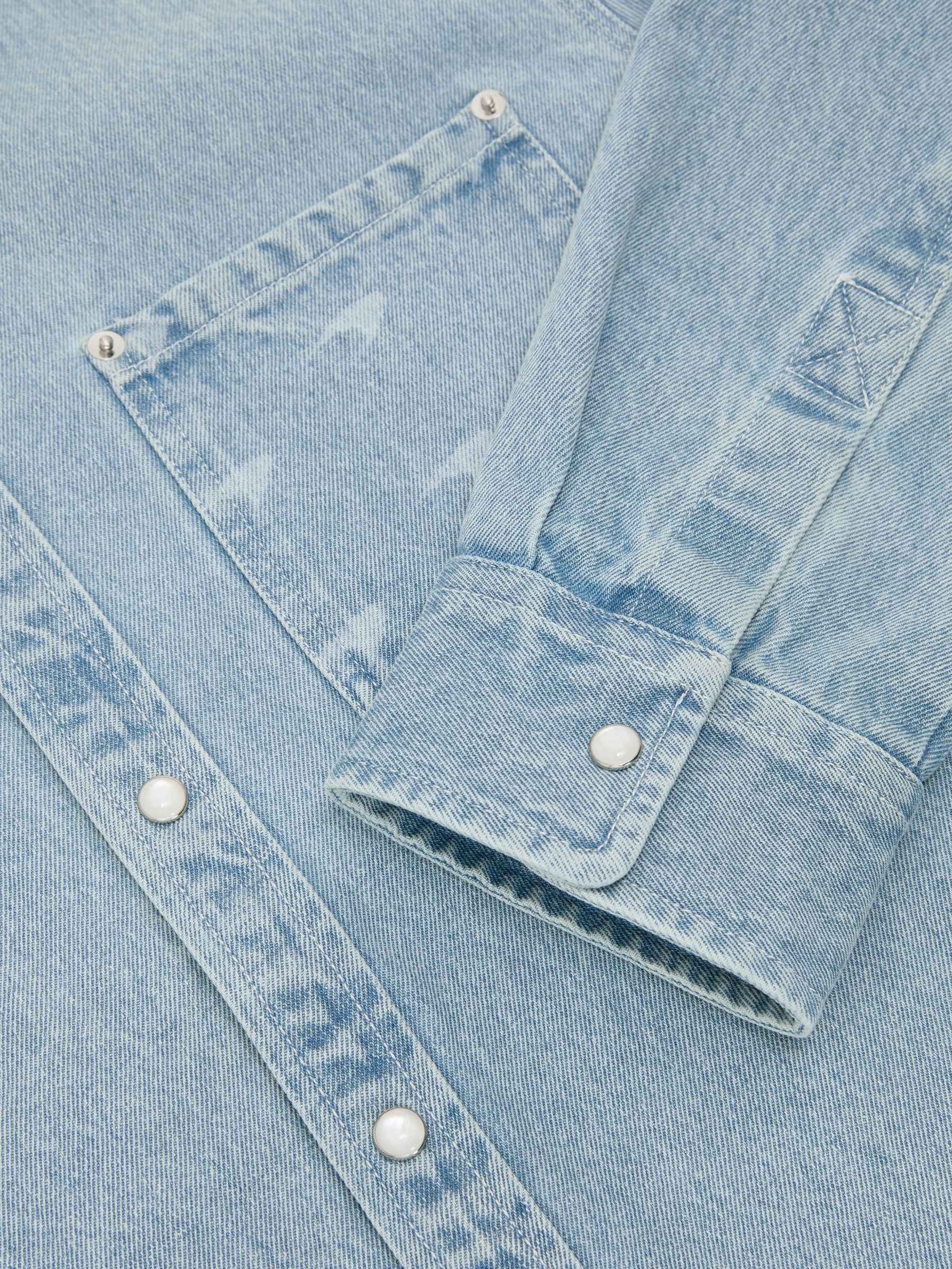 McLaren Racing Logo-Pocket Denim Shirt in Soft Blue - image 3