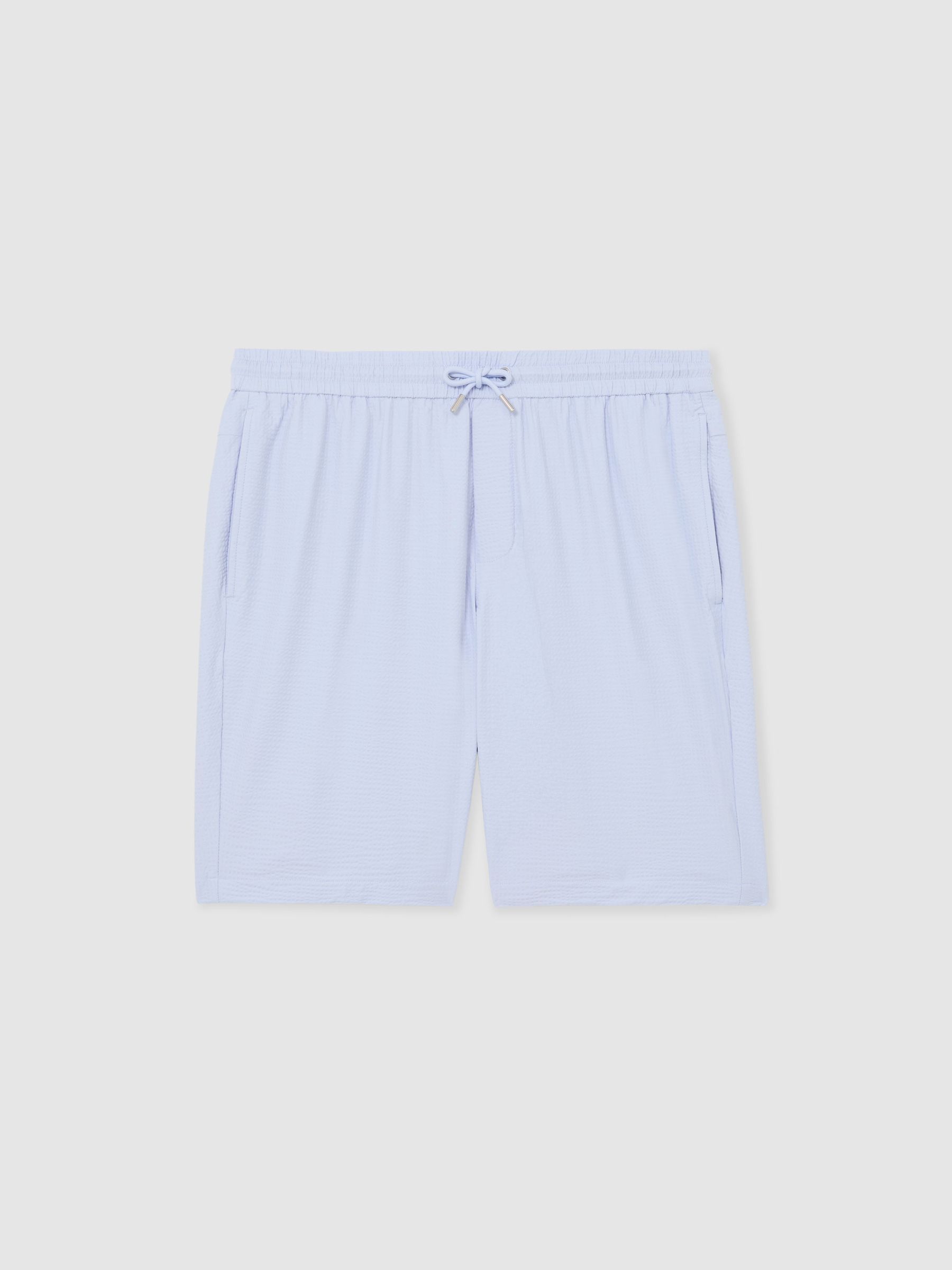 Seersucker Drawstring Shorts in Soft Blue - Image 2 of 6 Seersucker Drawstring Shorts in Soft Blue - Image 2 of 6