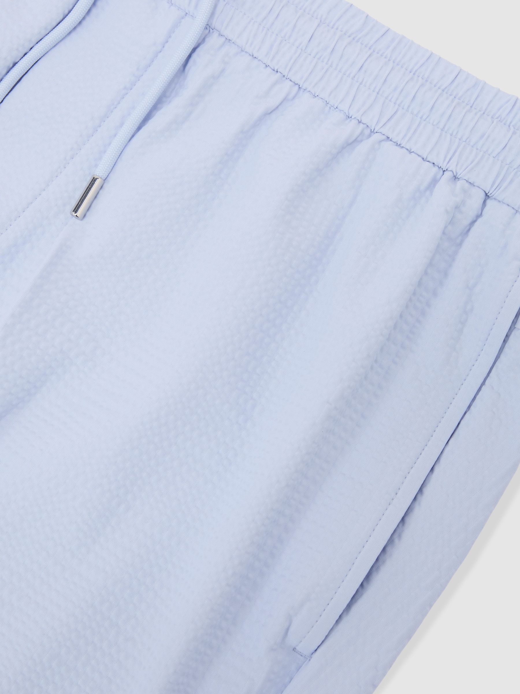 Seersucker Drawstring Shorts in Soft Blue - Image 6 of 6