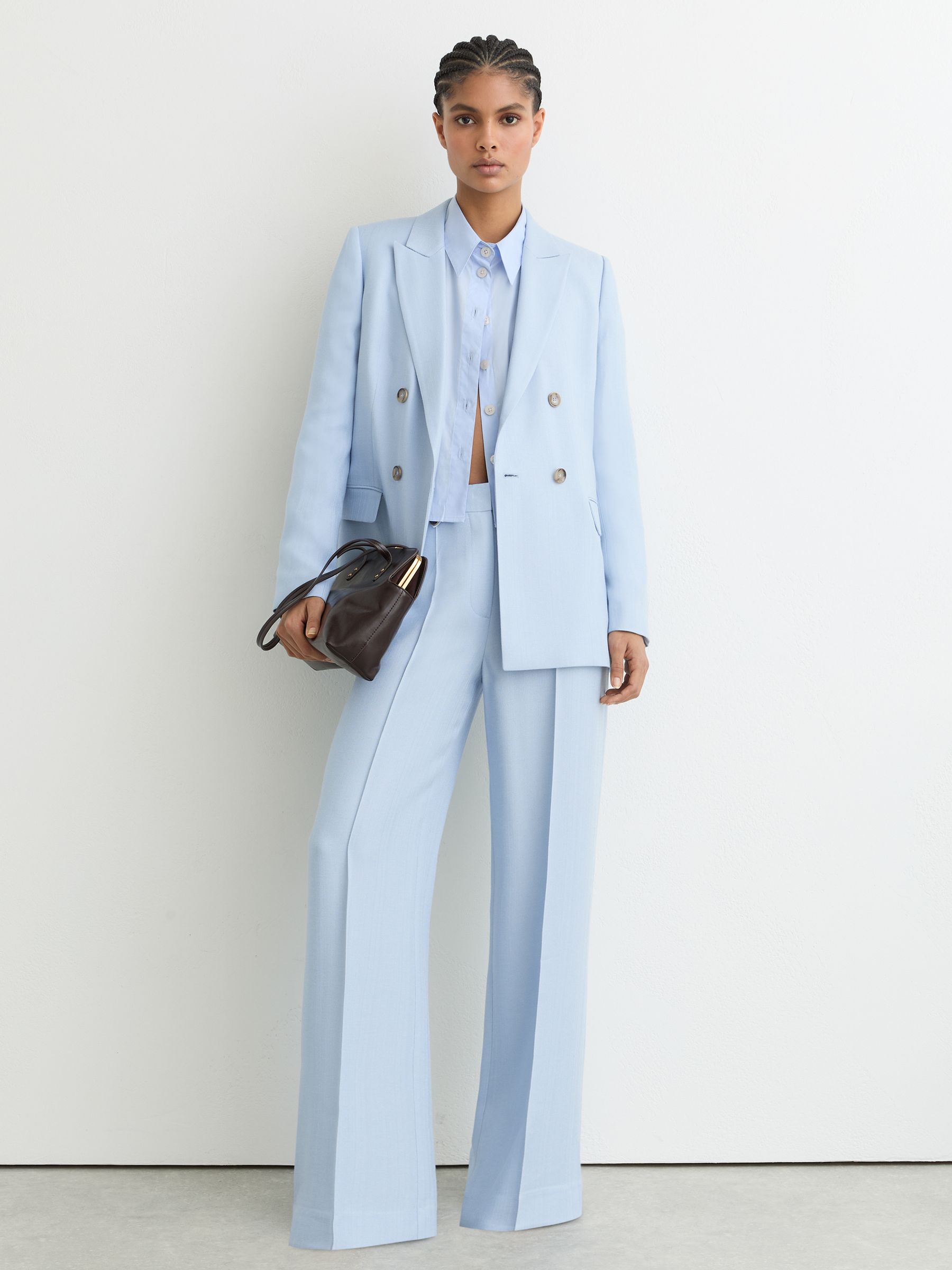 Wide-Leg Suit Trouser in Blue - Image 1 of 7