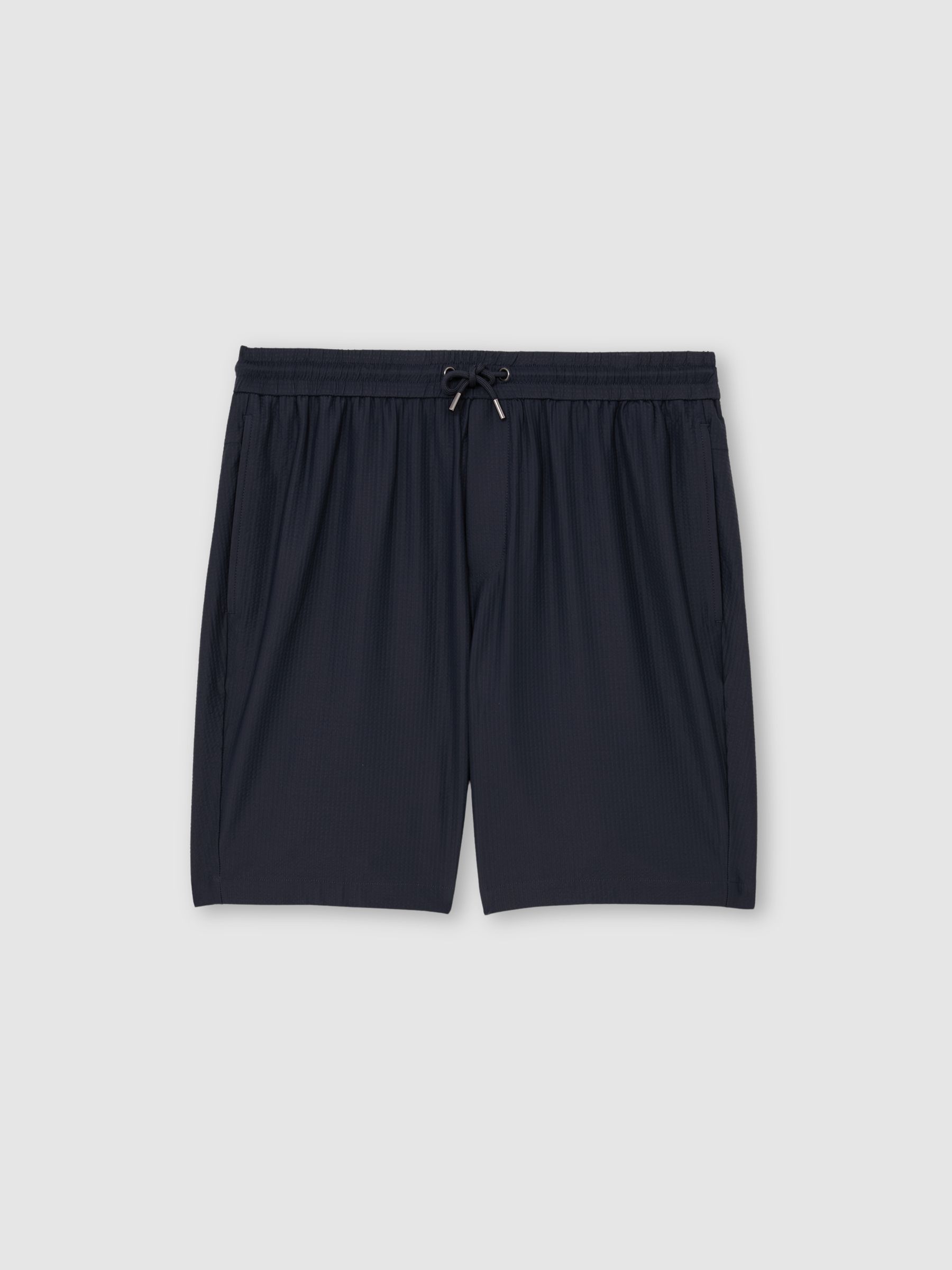 Seersucker Drawstring Shorts in Navy - Image 2 of 6 Seersucker Drawstring Shorts in Navy - Image 2 of 6