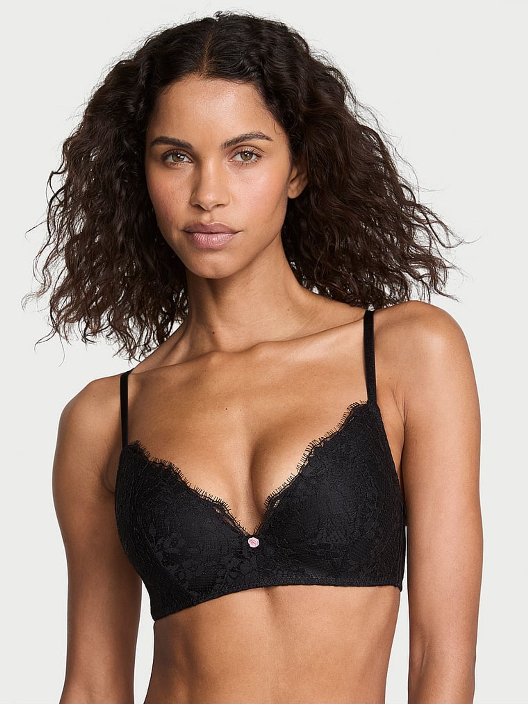 Black Non Wired Push Up Lace Bra - Image 1 of 5