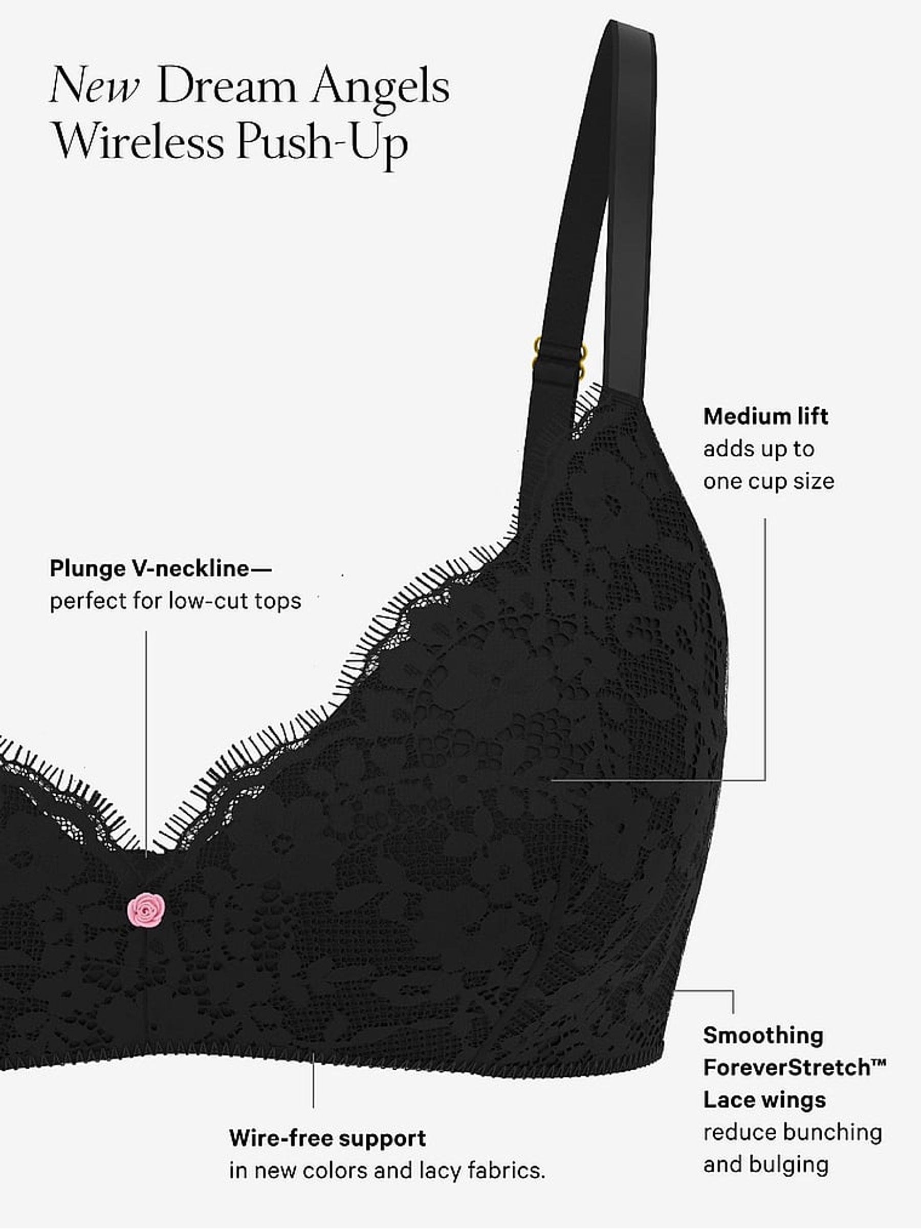 Black Non Wired Push Up Lace Bra - Image 5 of 5 Black Non Wired Push Up Lace Bra - Image 5 of 5
