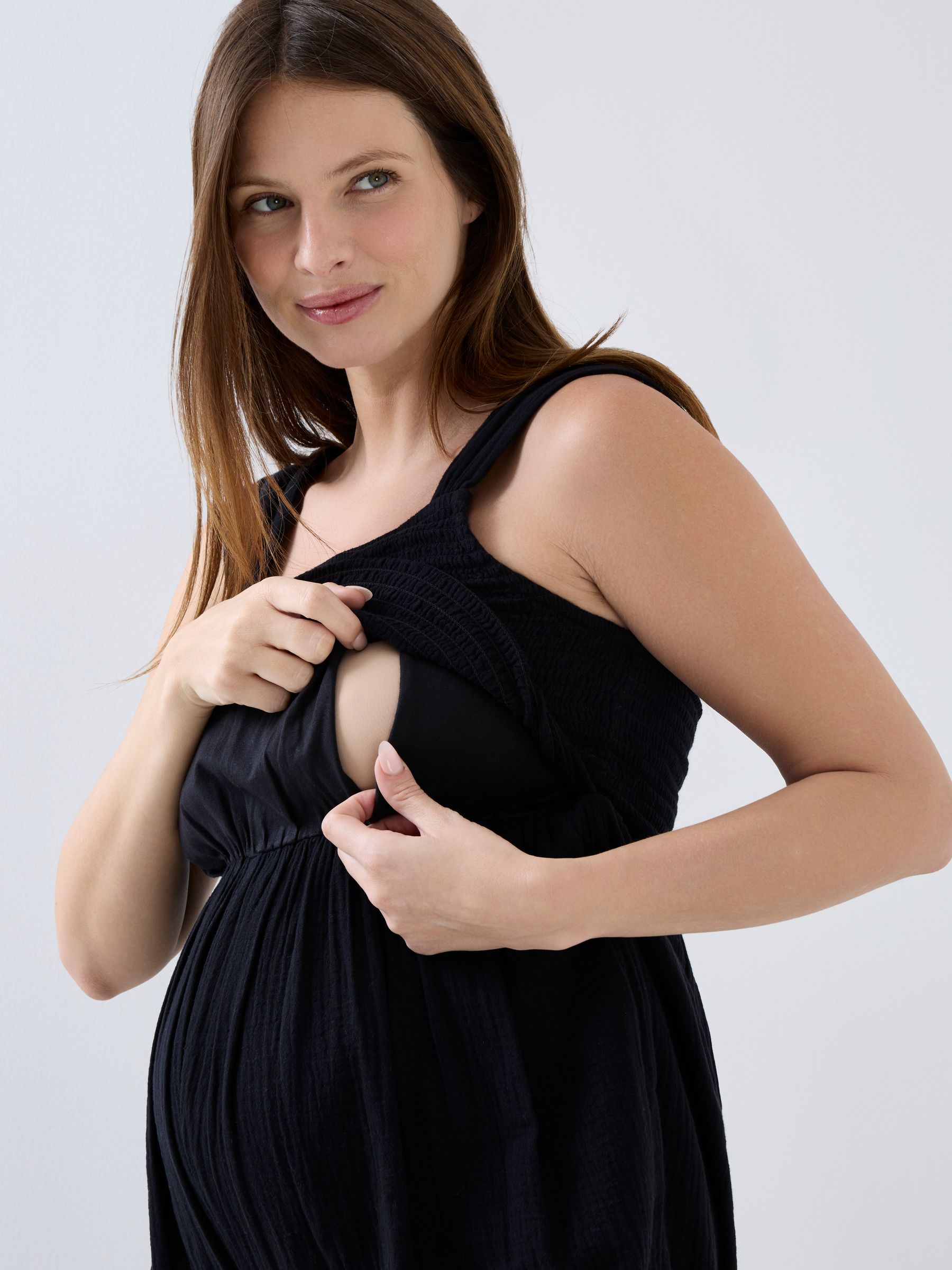 Black Maternity & Nursing Wide Leg Jersey Jumpsuit - Image 4 of 5