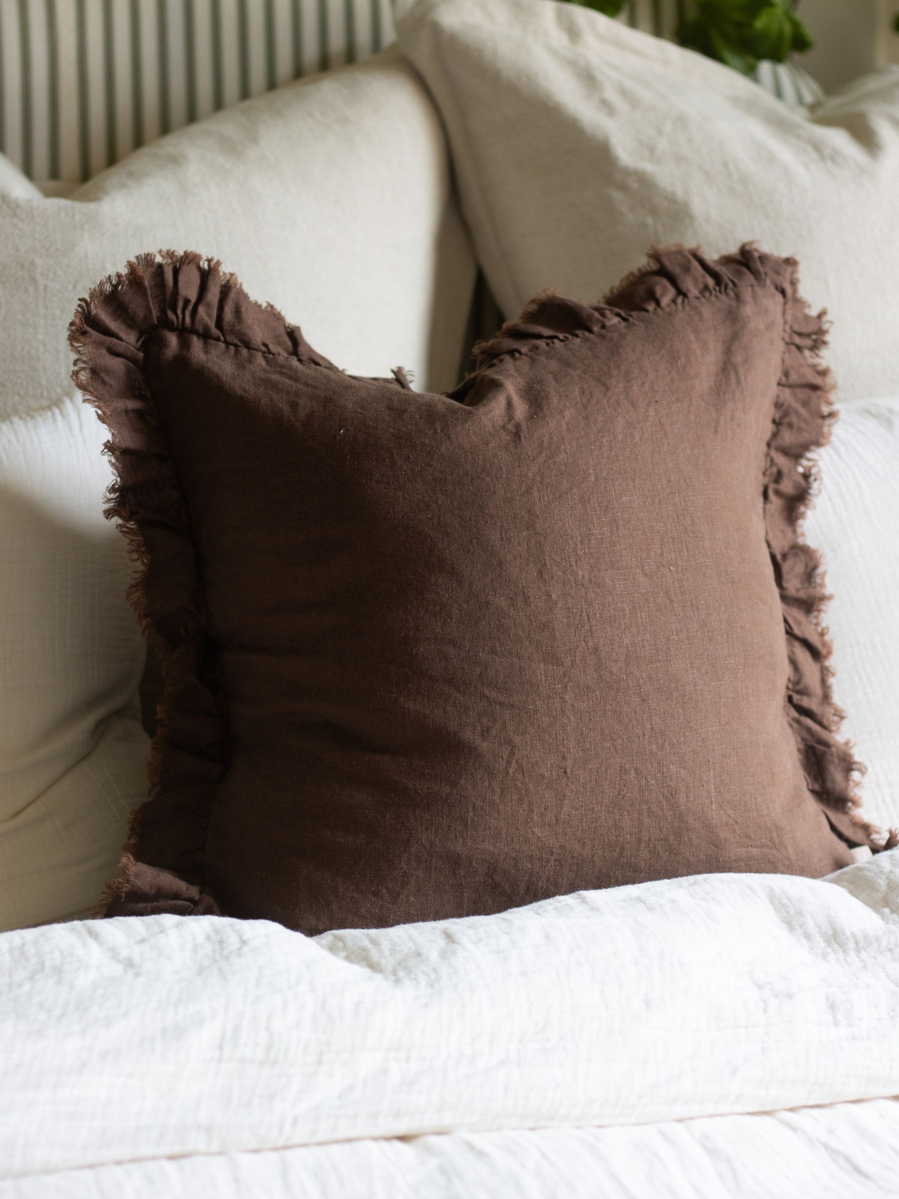Dark Brown Hallie Ruffle Cushion Cover - Image 1 of 6