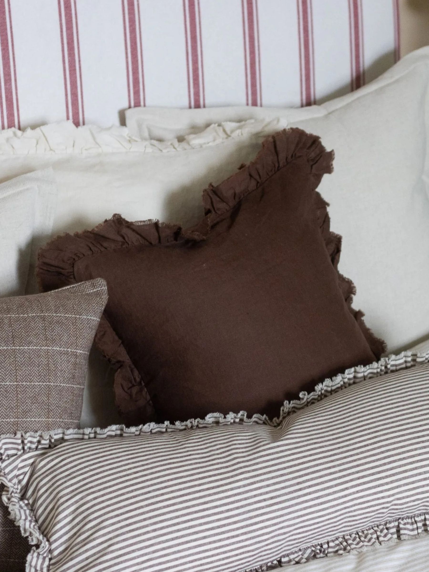 Dark Brown Hallie Ruffle Cushion Cover - Image 3 of 6