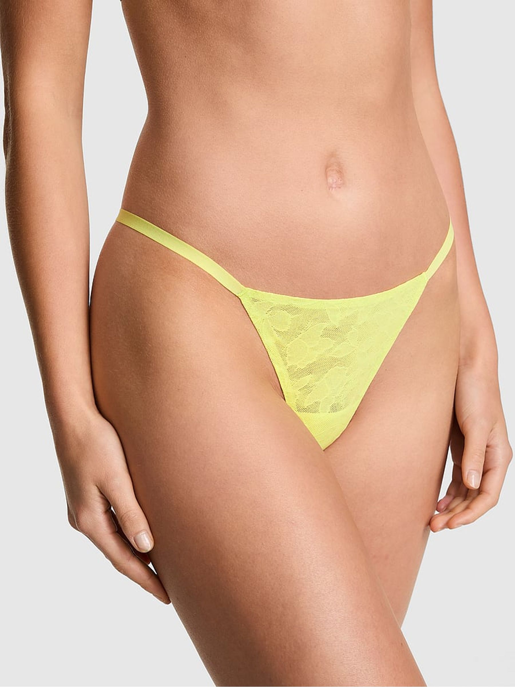 Citron Yellow G-String No Show Lace Knickers - Image 1 of 2