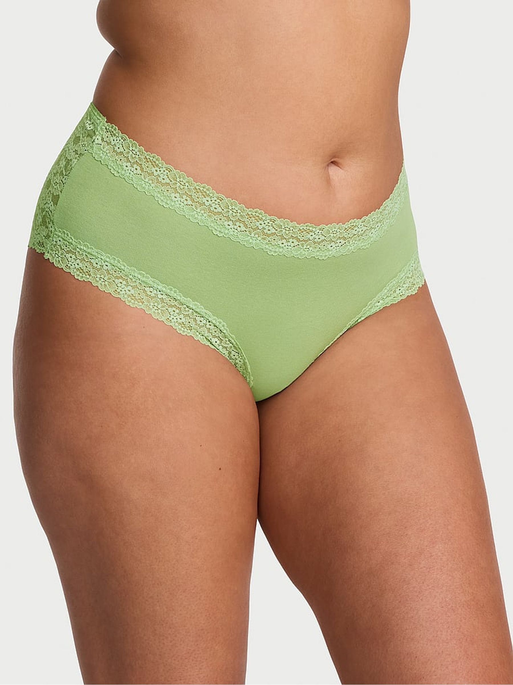 Green Sherbert Cheeky Cotton Lace Trim Knickers - Image 1 of 2