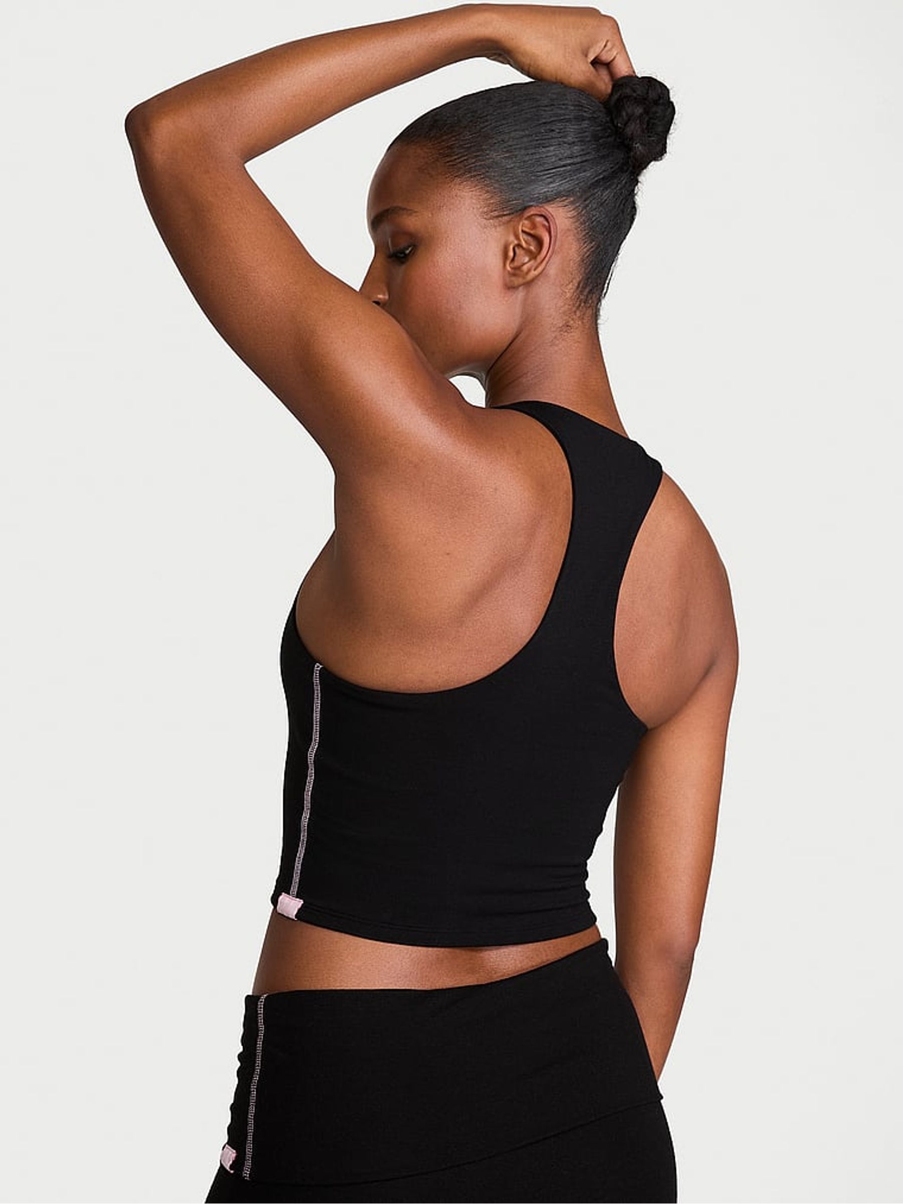 Black Cotton Racerback Tank Top - Image 2 of 2