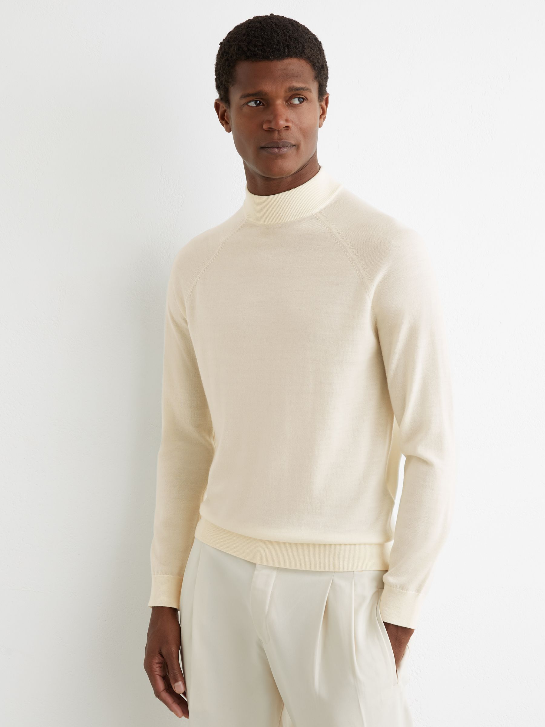Merino Wool Mock-Neck Jumper in Bianco - Image 3 of 6