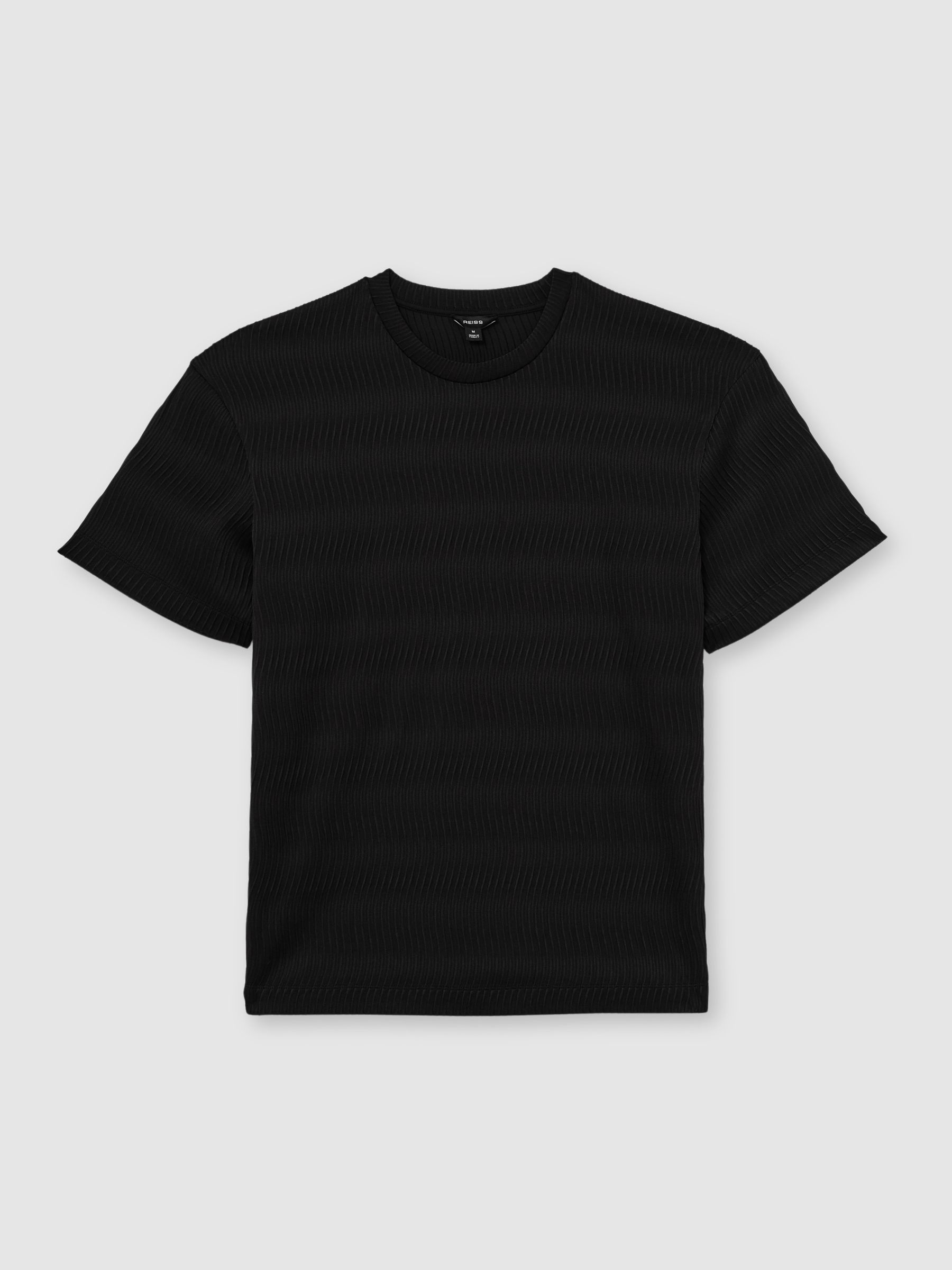 Textured-Wave Relaxed-Fit T-Shirt in Black - Image 2 of 6